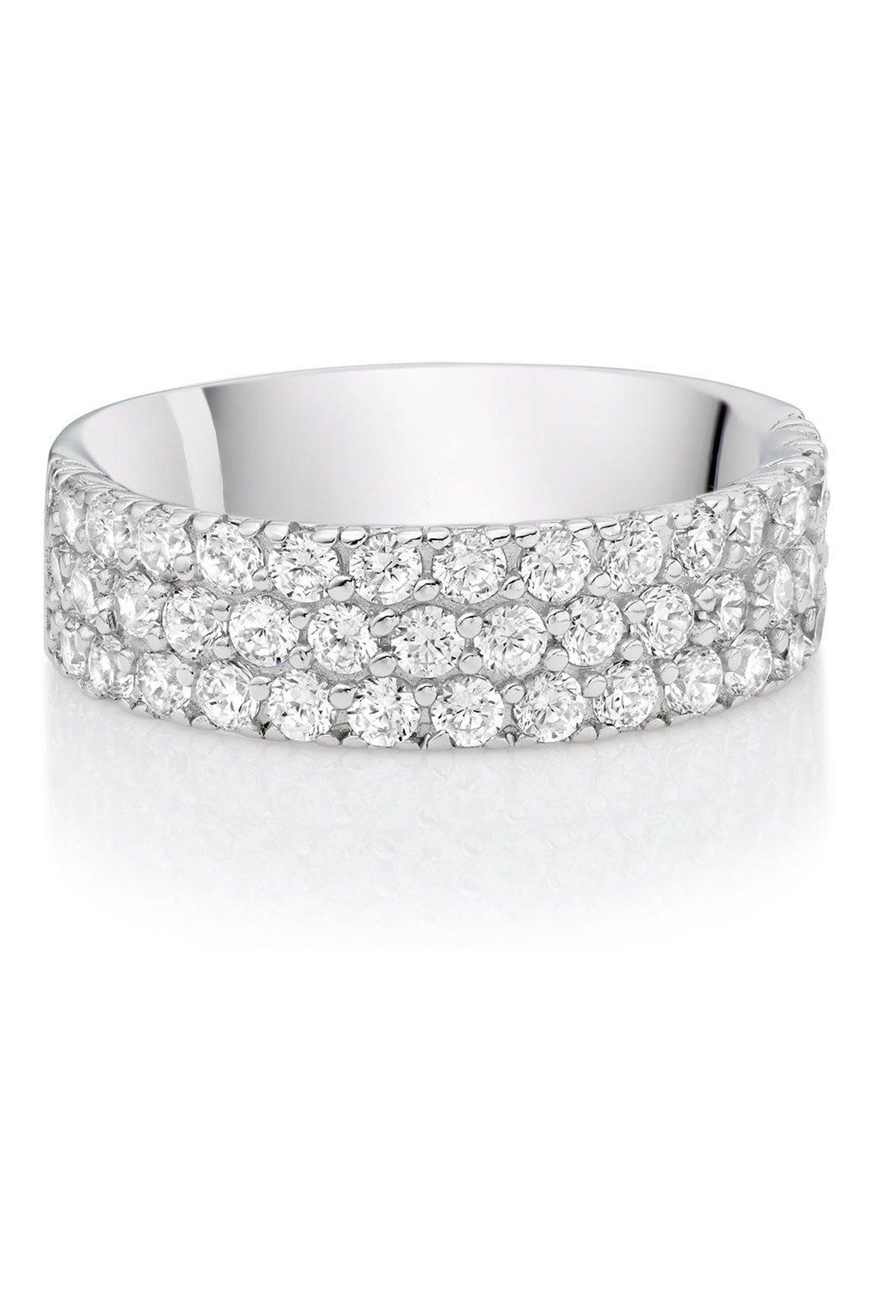Buy Beaverbrooks Silver Cubic Zirconia Three Row Ring from the Next UK online shop