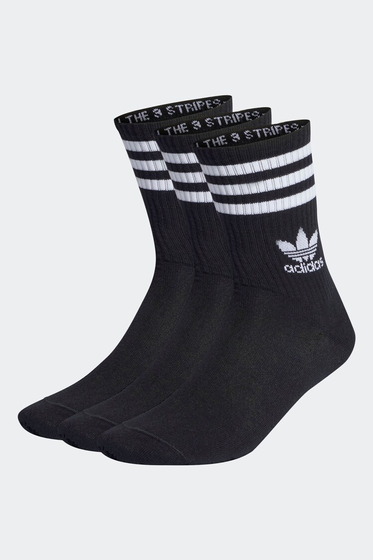 adidas Originals Black Mid Cut Crew Socks 3 Pack - Image 1 of 1