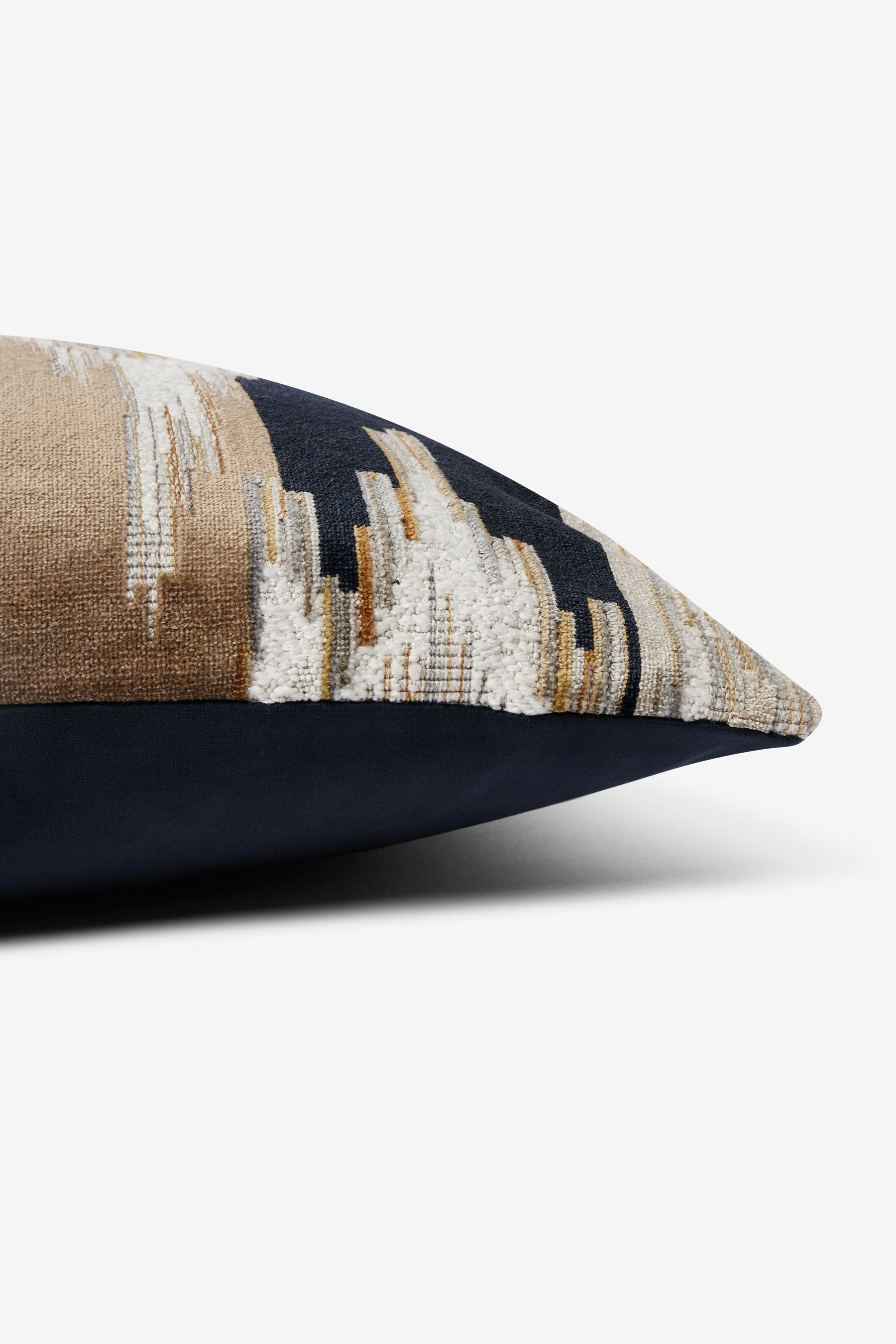 Buy Navy Blue Zig Zag Cut Velvet 40 x 59cm Oblong Cushion from the Next