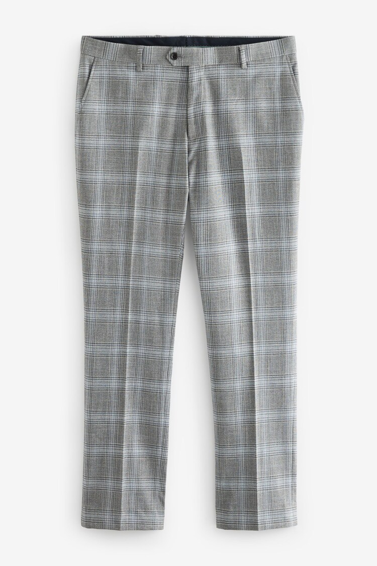Light Grey Slim Fit Check Suit Trousers - Image 1 of 1