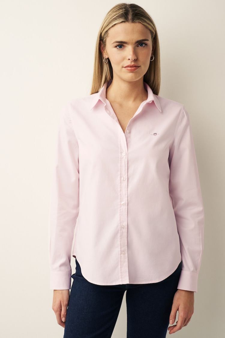 GANT Pink Fitted Stretch Oxford Shirt - Image 1 of 1