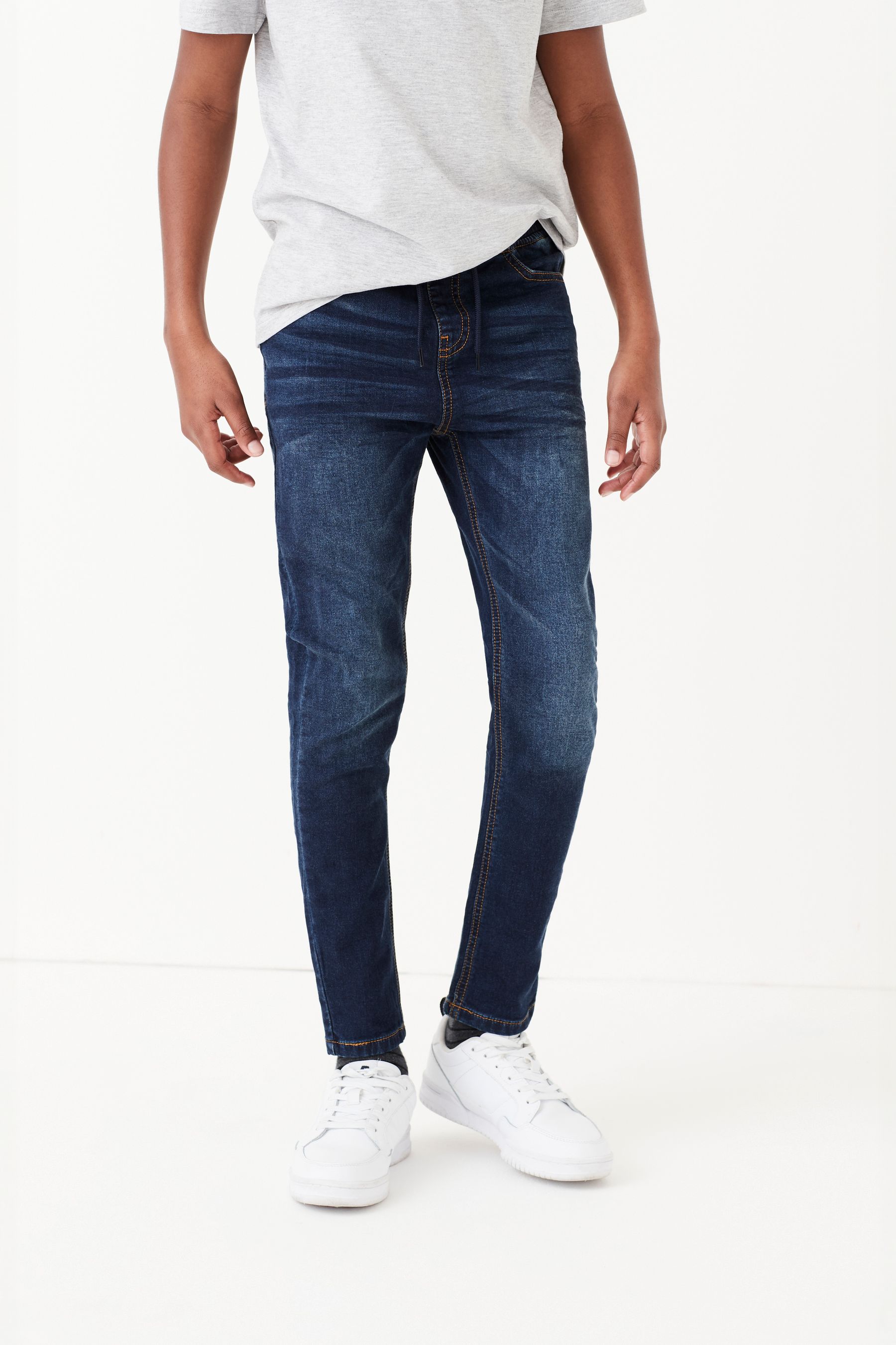 Buy Indigo Blue Skinny Fit Stretch Elasticated Waist Jeans (316yrs