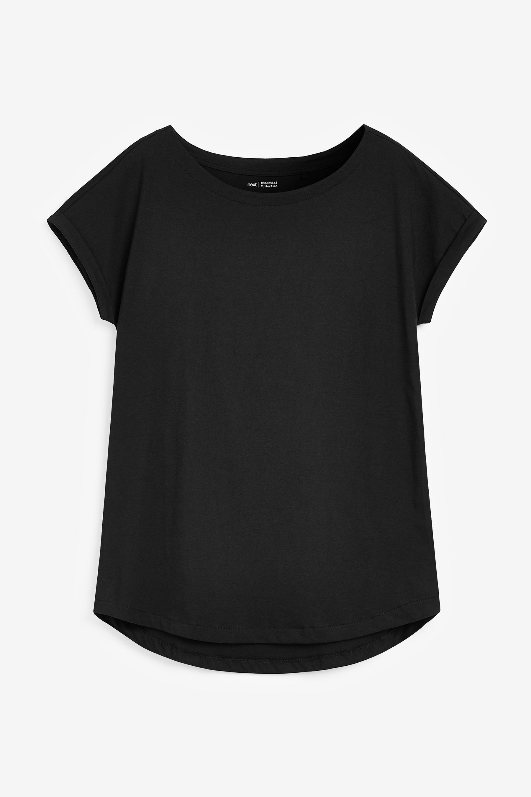 Buy Black Round Neck Cap Sleeve TShirt from the Next UK online shop