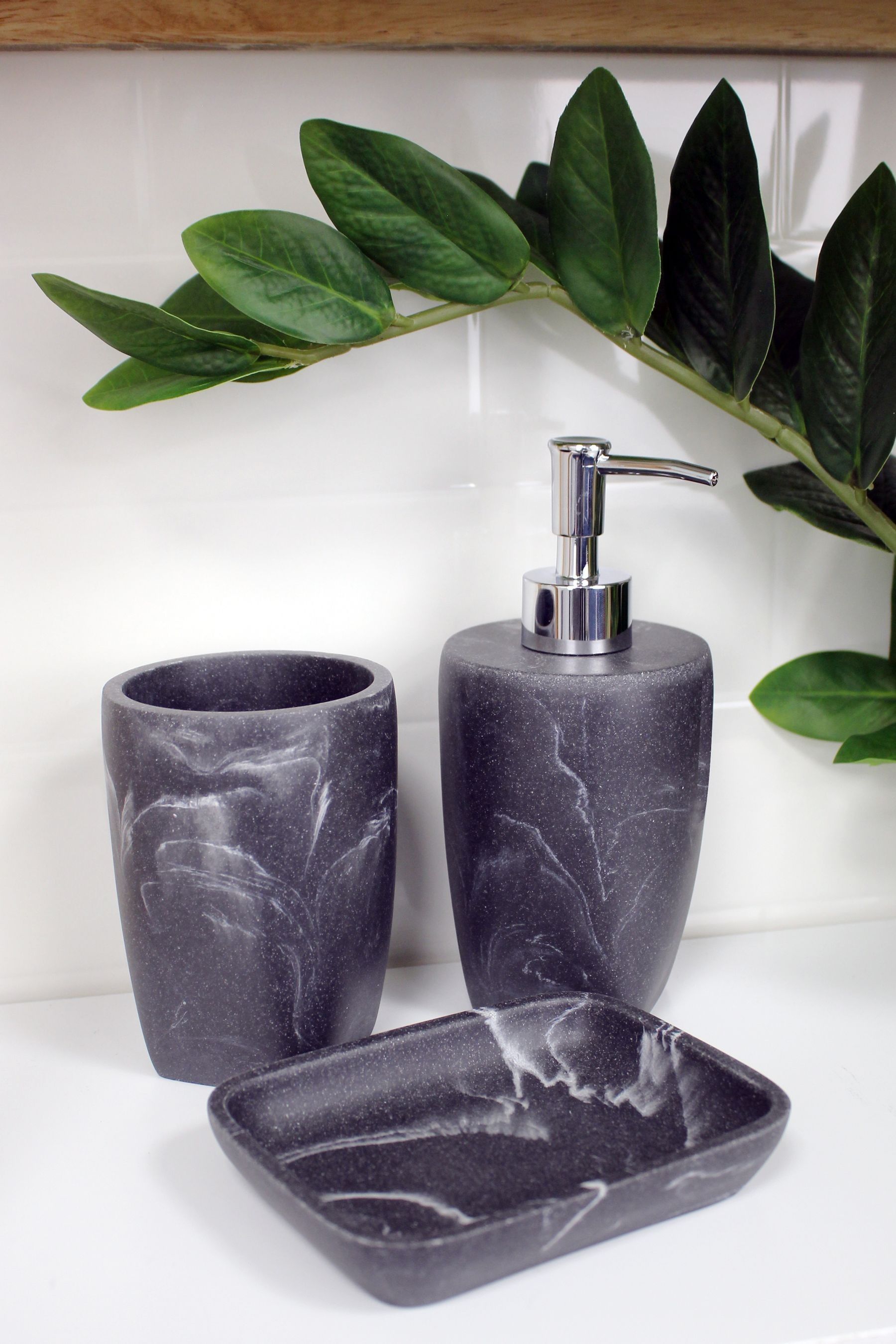 Buy Showerdrape Grey Octavia 3 Piece Bathroom Accessory Set from the