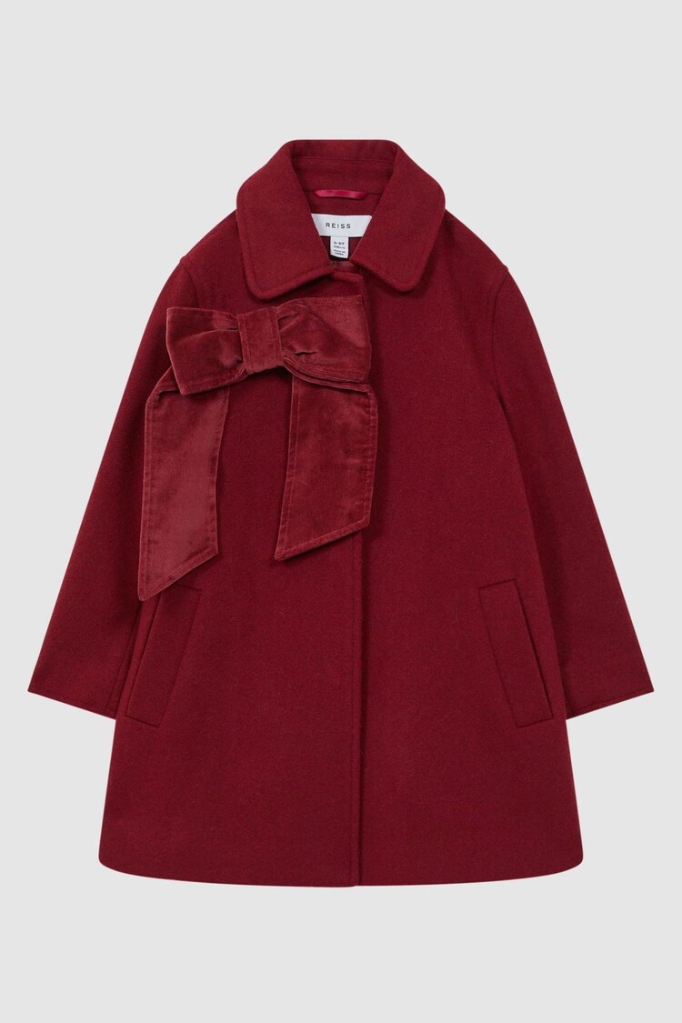 Reiss Red Valerie 4-9 yrs Wool Blend Bow Coat - Image 1 of 1