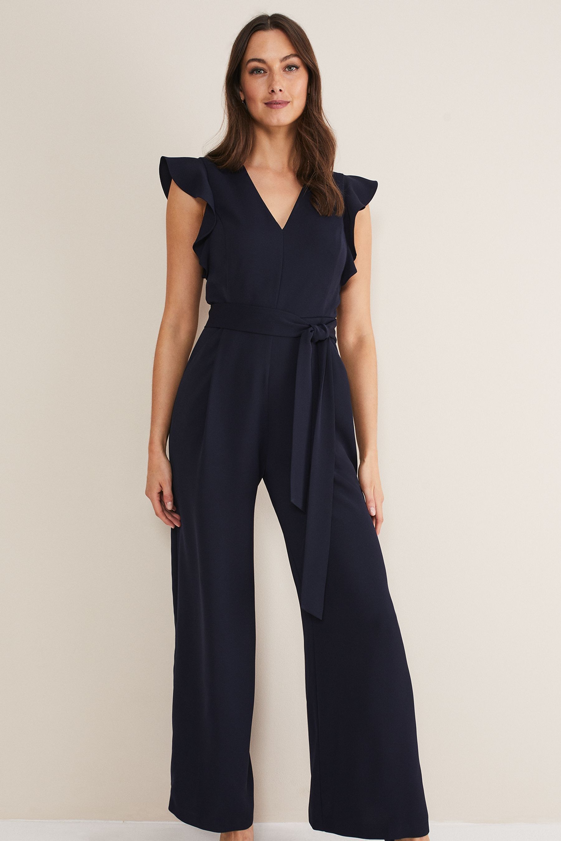 Buy Phase Eight Blue Kallie V-Neck Frill Jumpsuit from the Next UK ...