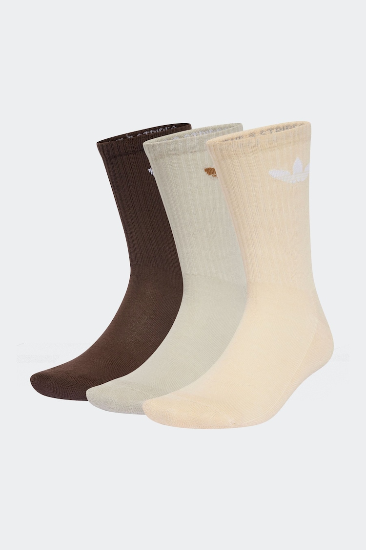 بني - adidas Originals Trefoil Crew Socks 6 Pack - صورة 1 من 1