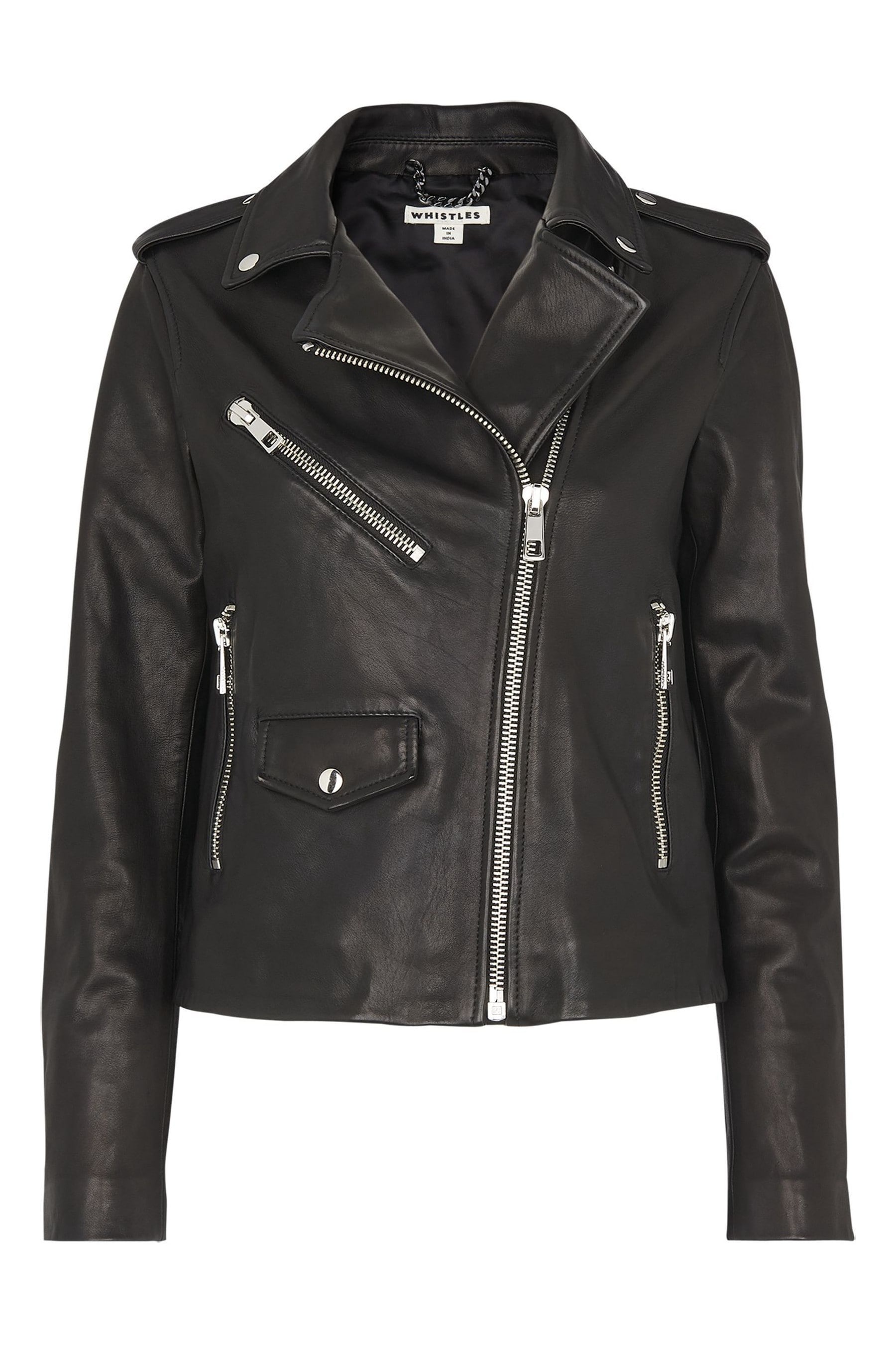 Buy Whistles Black Pocket Leather Jacket from the Next UK online shop