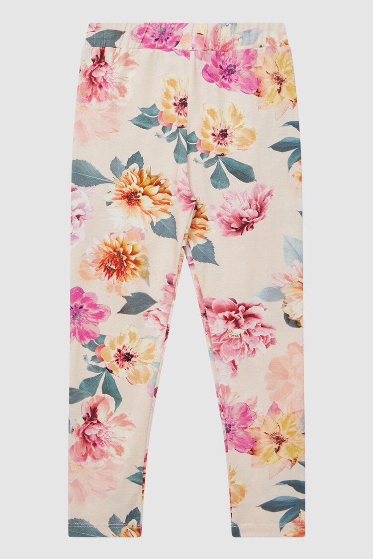 Reiss Pink Essie Junior Floral Print Leggings - Image 1 of 1