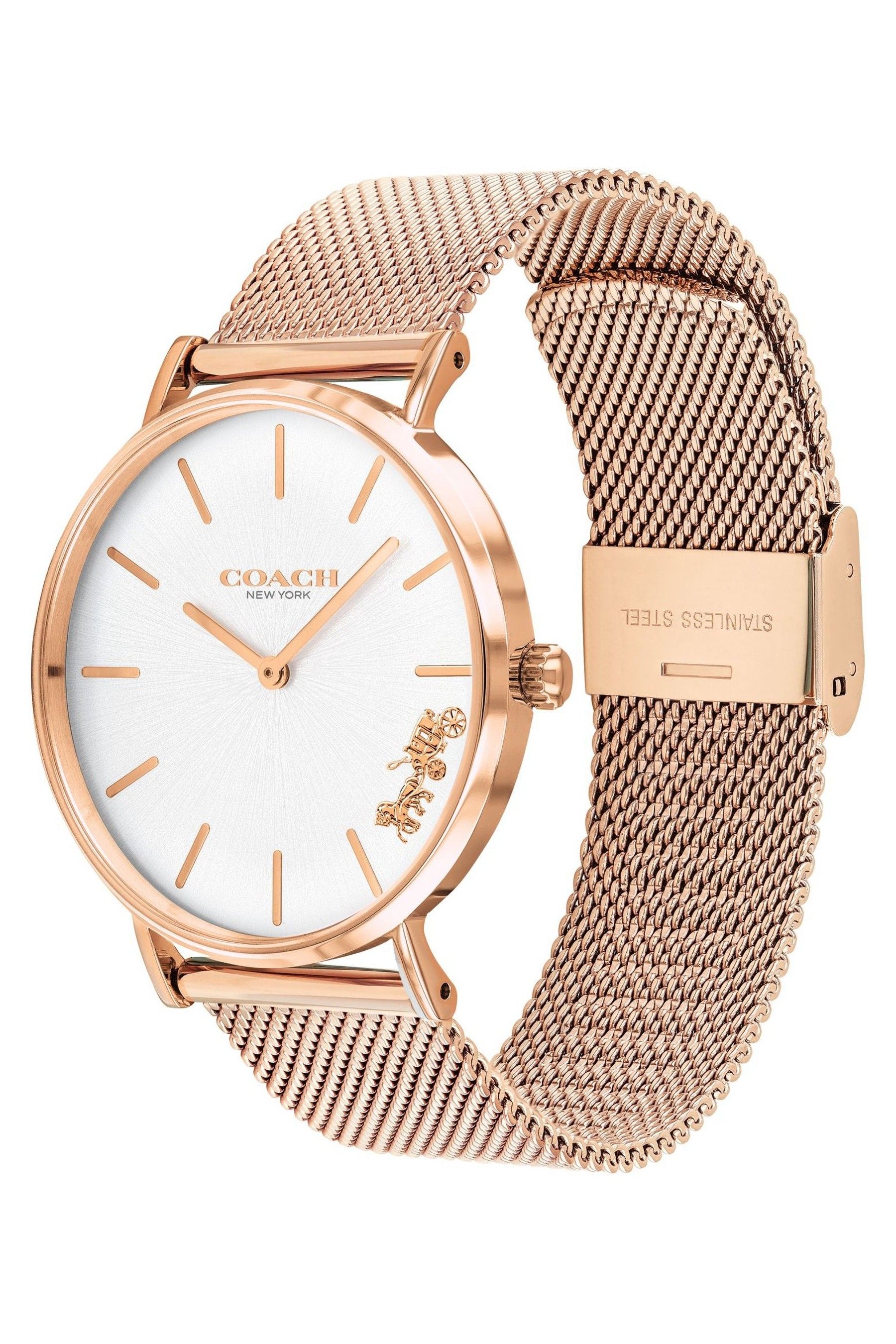 Buy COACH Rose Gold Plated Mesh Perry Watch from the Next UK online shop