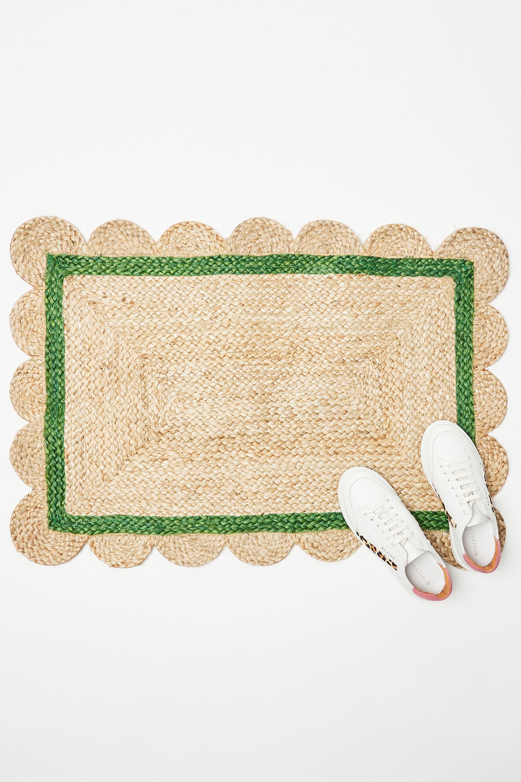 Buy Oliver Bonas Green Scalloped Jute Doormat from the Next UK online shop