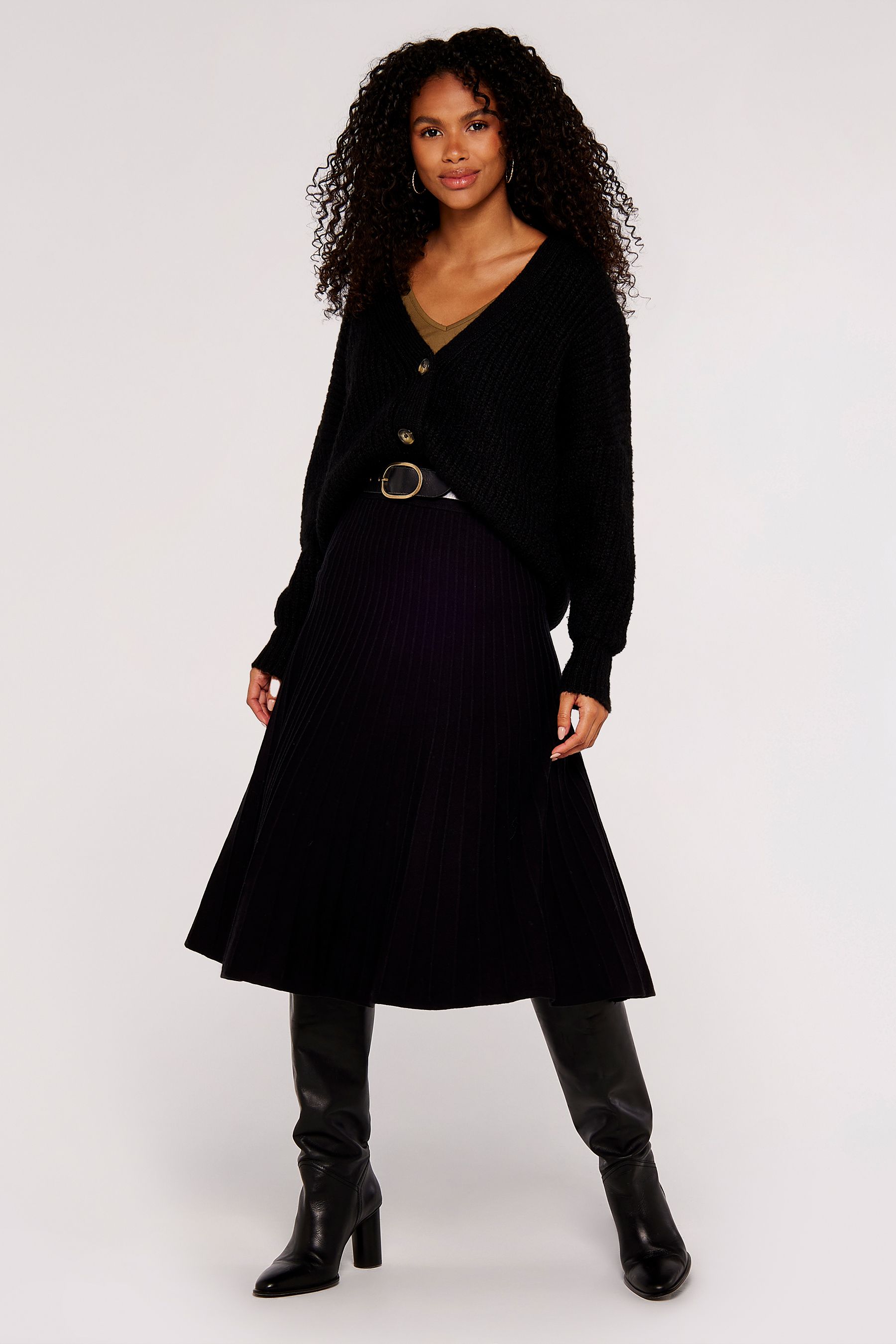 Buy Apricot Pleated Self Stripe Midi Skirt from Next Ireland