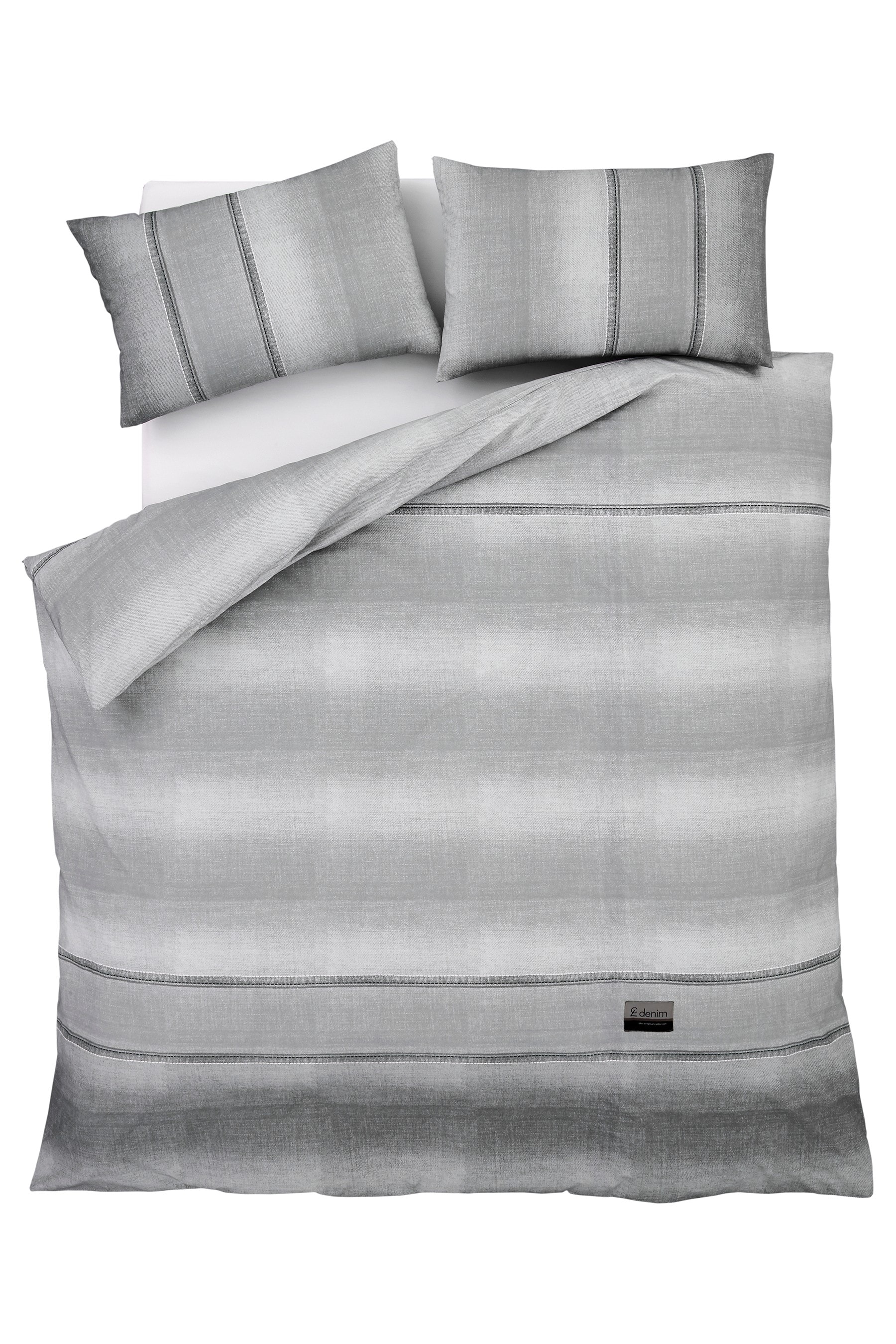Buy Catherine Lansfield Grey Denim Duvet Cover and Pillowcase Set from ...