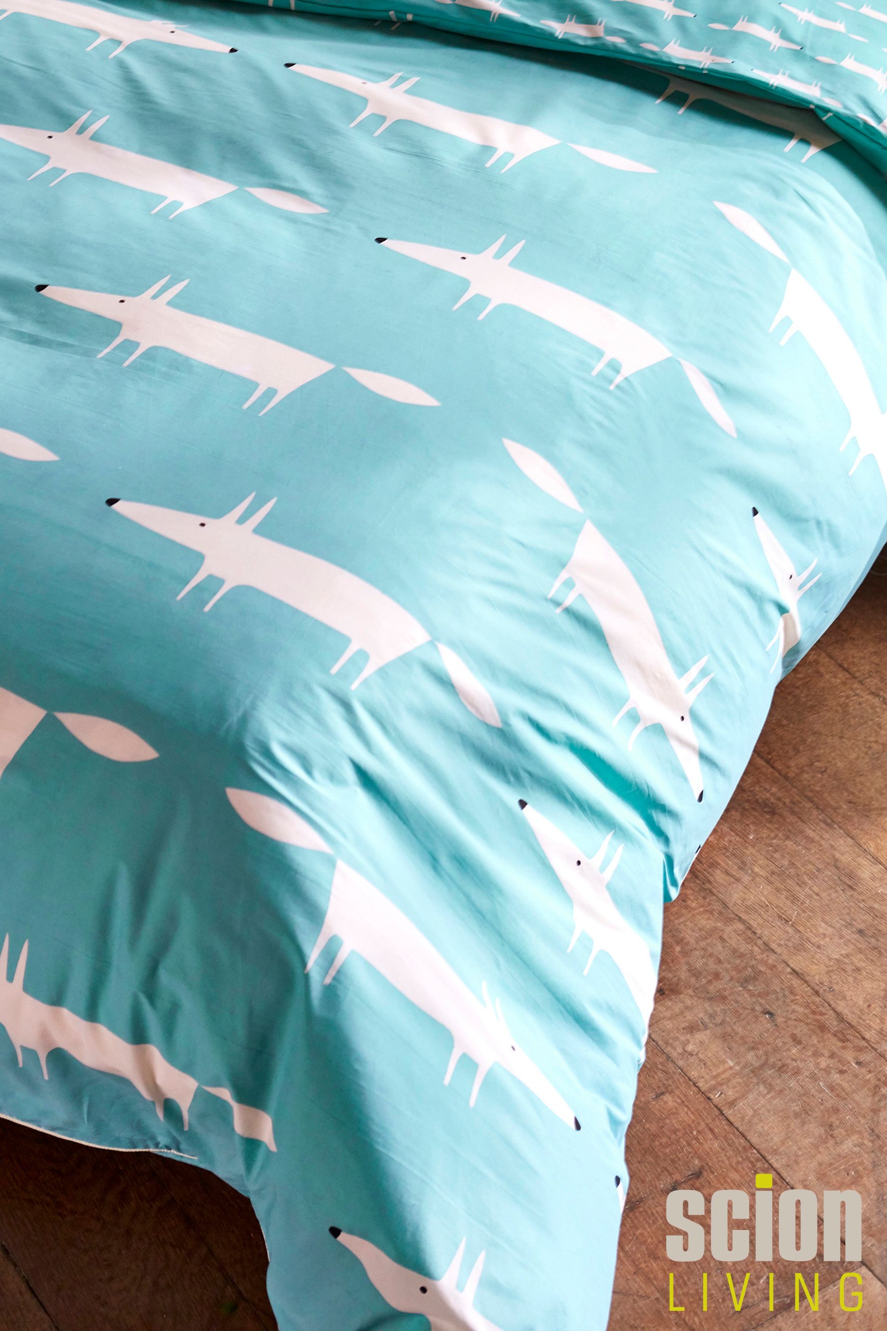Buy Scion Teal Blue/White Mr Fox Cotton Duvet Cover from the Next UK
