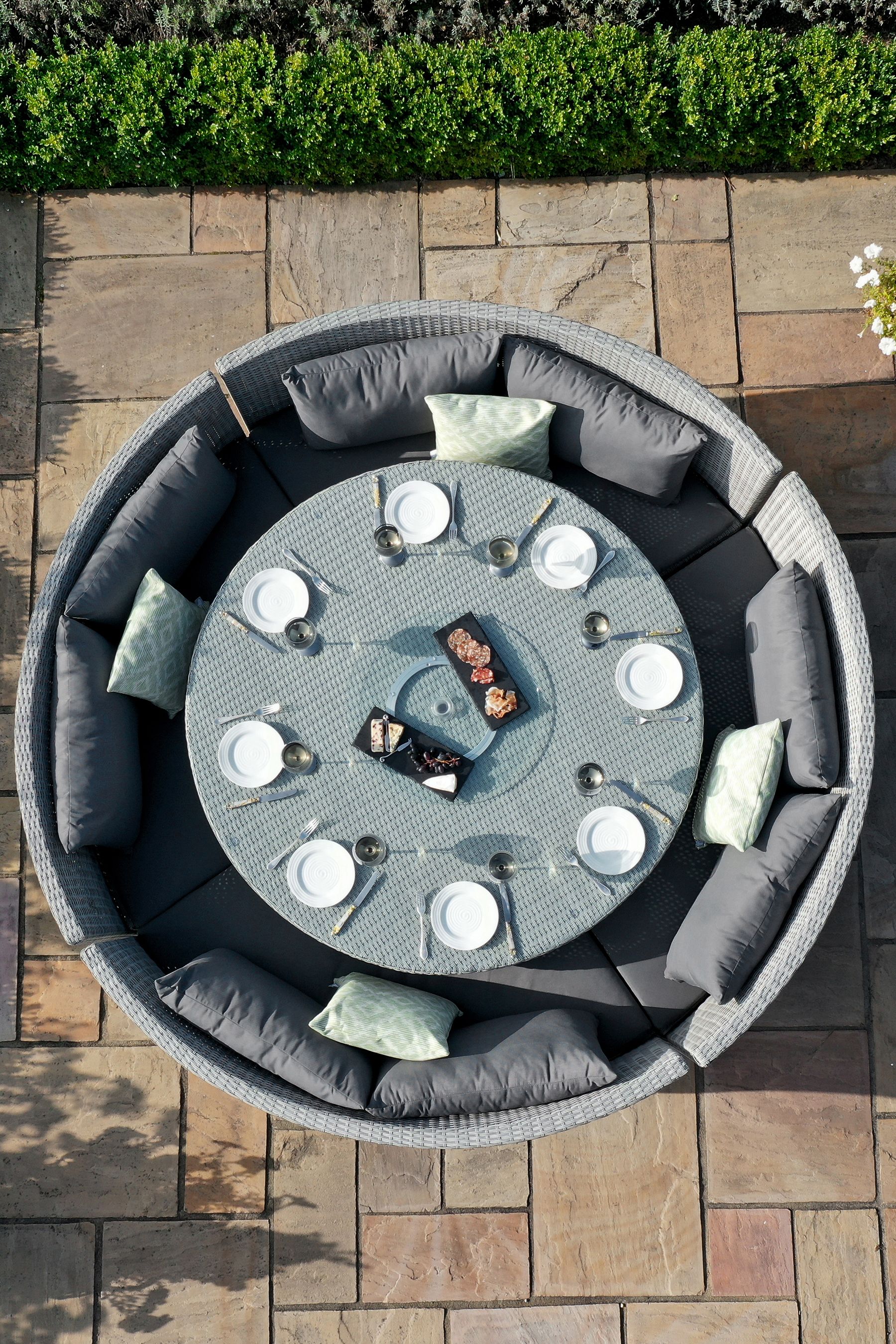 Buy Maze Ascot Grey Garden Round Garden Sofa Dining Set with Rising