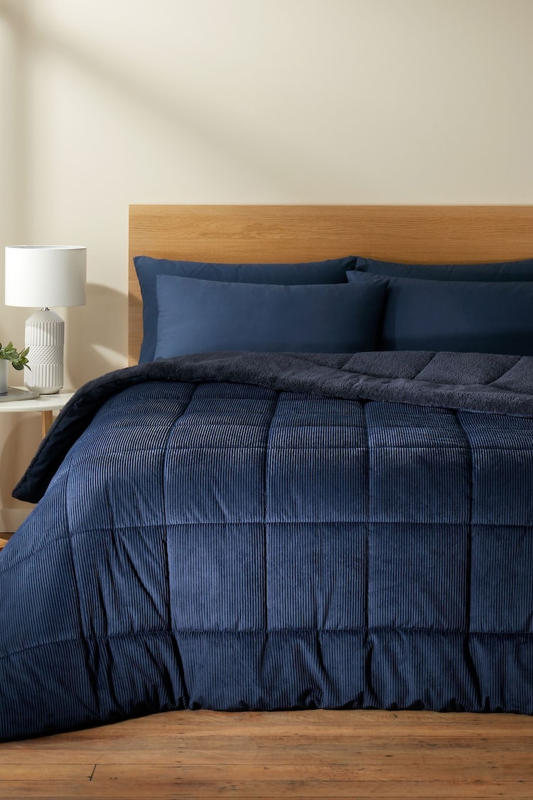 Catherine Lansfield Blue Cosy Cord EasyCare Coverless 6.5 Tog Duvet - Image 1 of 1