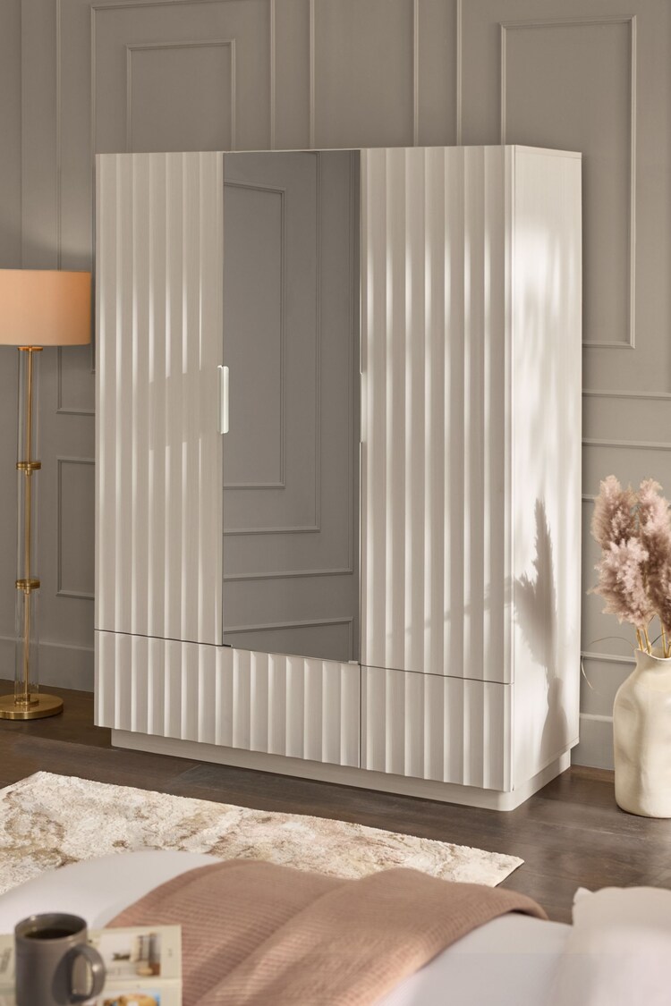 White Kendal Oak Effect Triple, 2 Drawers Wardrobe - Image 1 of 1
