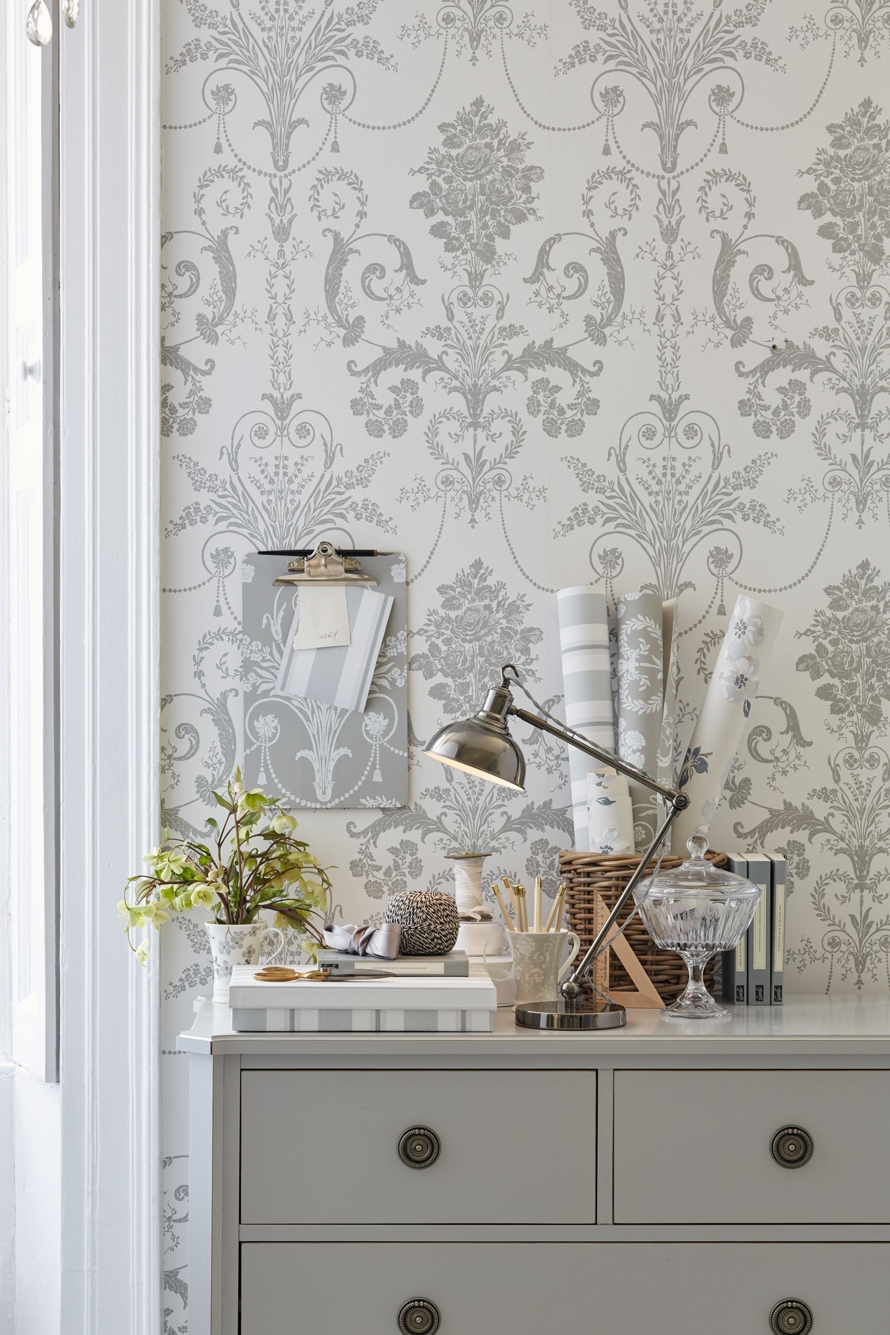 Buy Laura Ashley Dove Grey Josette Wallpaper Sample Wallpaper from the
