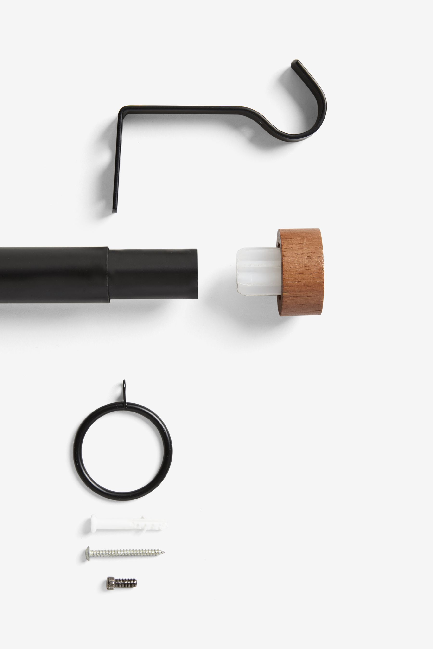 Buy Black Bronx Extendable Wood Stud End Finial 28mm Curtain Pole from