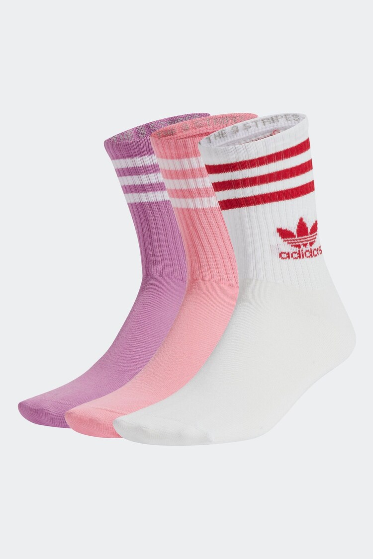 adidas Originals Purple Mid Cut Crew Socks 3 Pack - Image 1 of 1