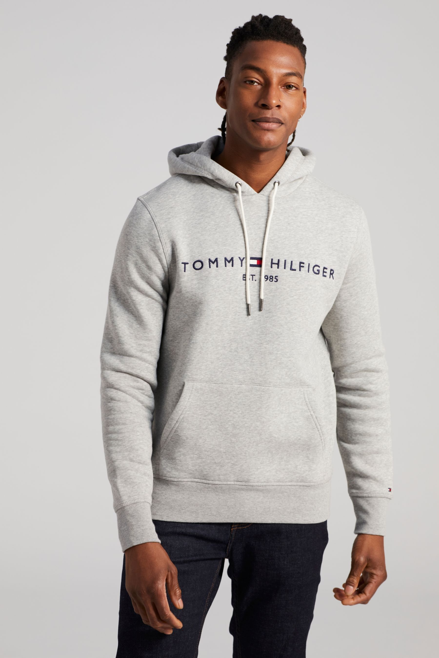 Buy Tommy Hilfiger Grey Core Logo Hoodie from the Next UK online shop