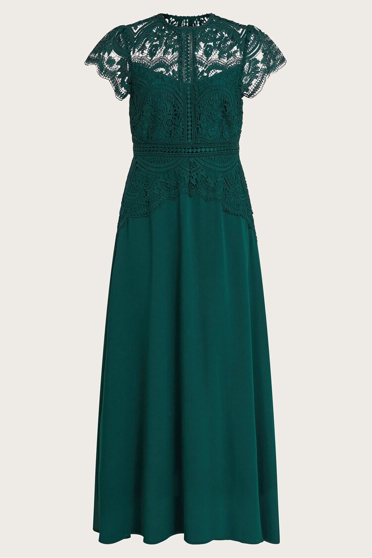 Monsoon Green Monica Lace Midi Dress - Image 1 of 1