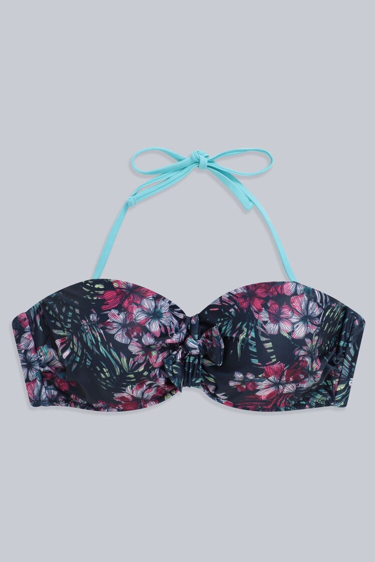 Animal Blue Docks Printed Tie Front Womens Bikini Top - Image 1 of 1