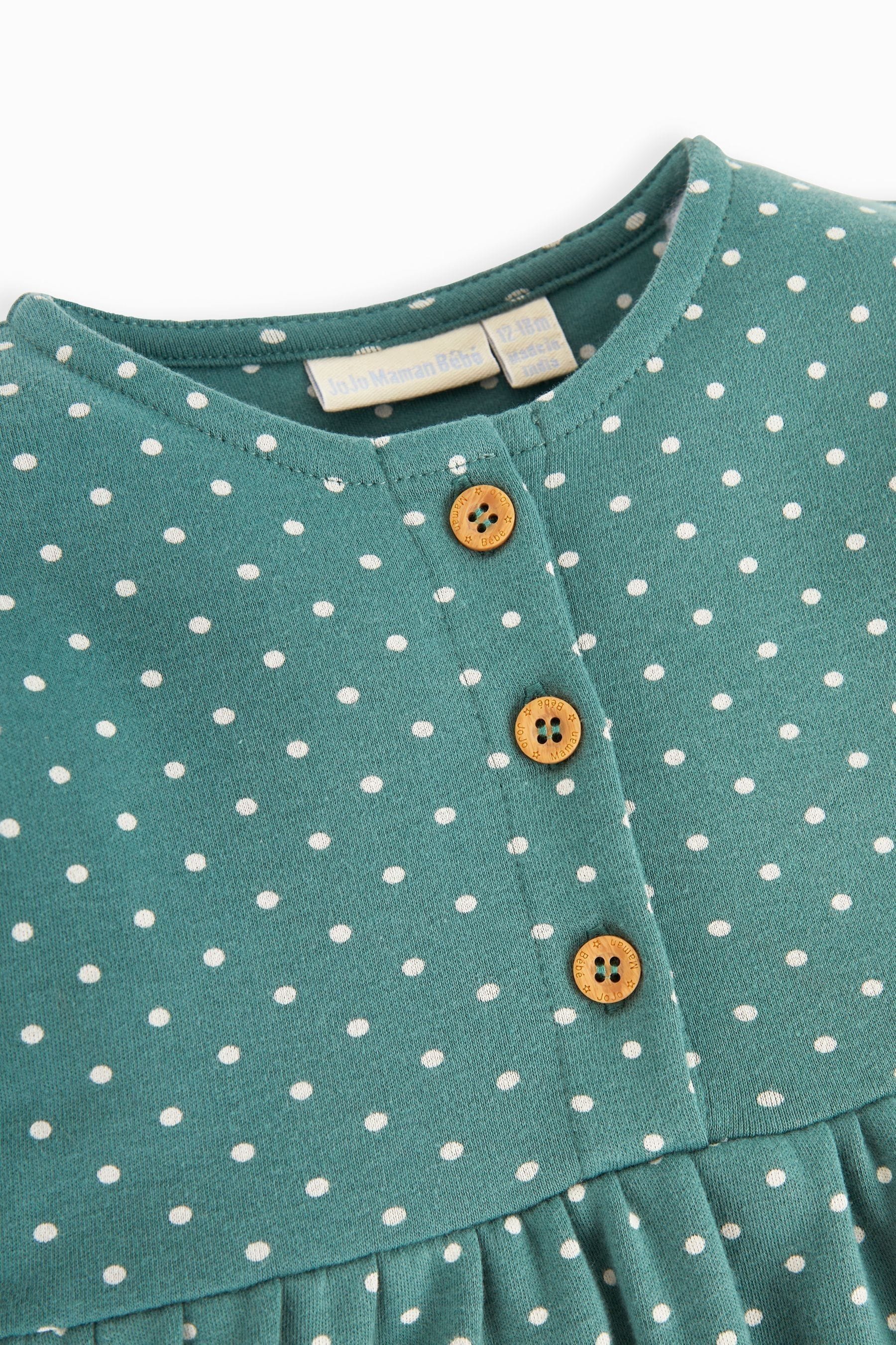 Buy JoJo Maman Bébé Green Llama Appliqué Button Front Dress from the