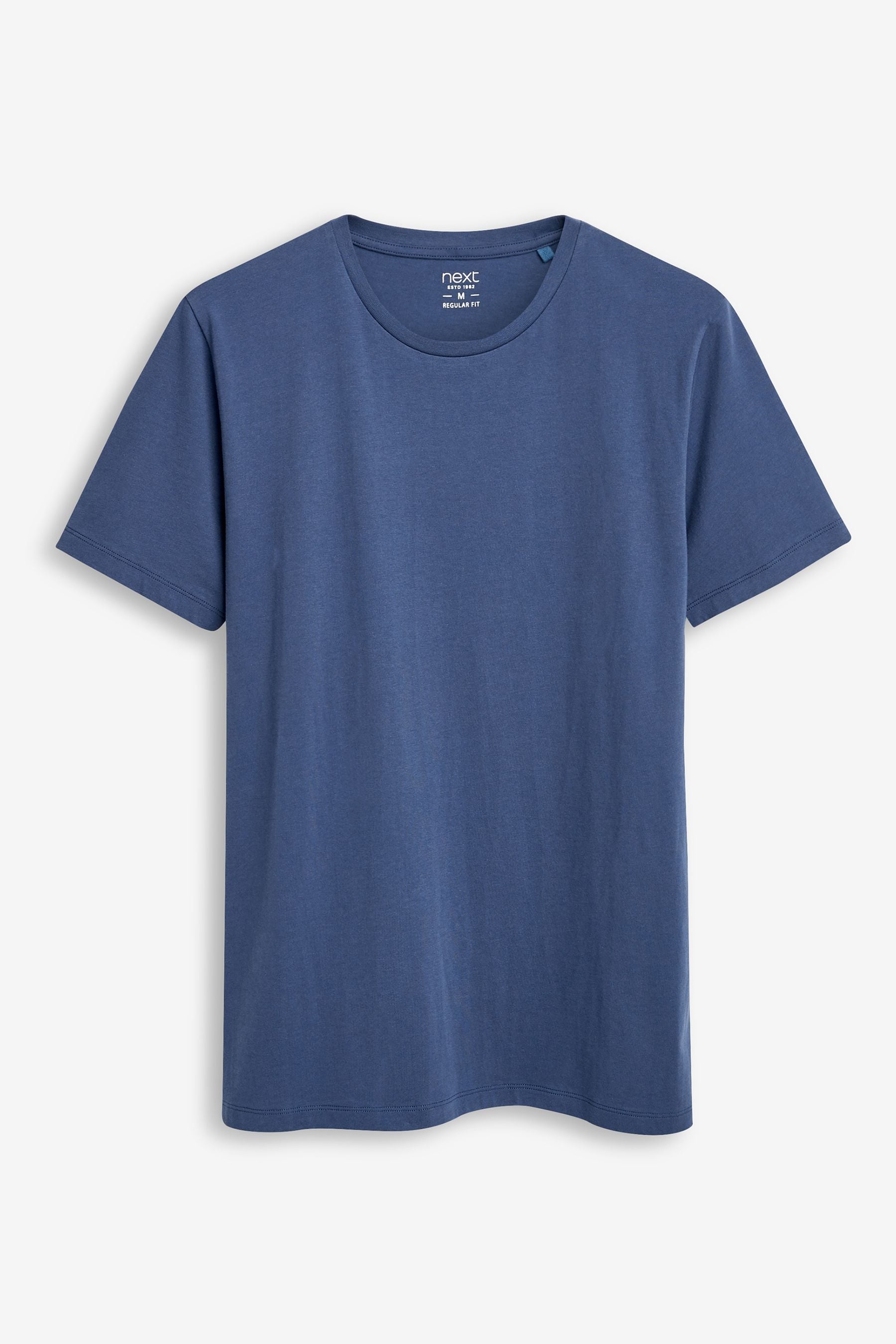 Buy Blue Denim Regular Fit Essential Crew Neck T-Shirt from the Next UK ...