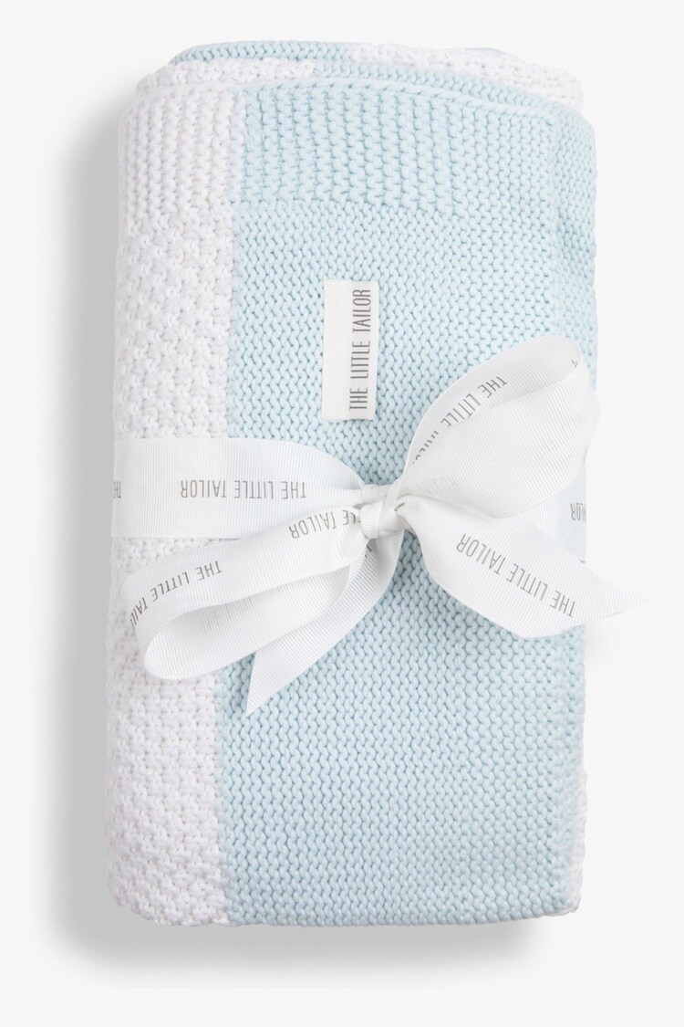 The Little Tailor Blue Large Supersoft Textured Knitted 100% Cotton Blanket - Image 1 of 1