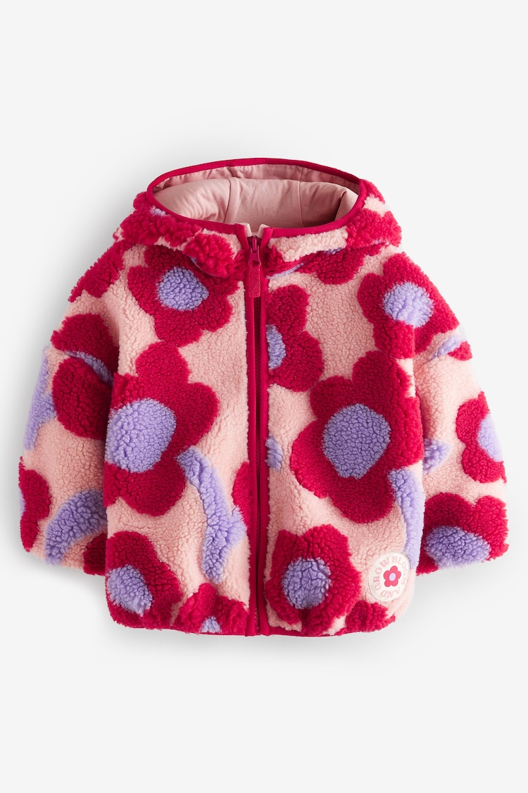 Red Hooded Floral Print Zip Fleece Jacket (3mths-7yrs) - Image 1 of 1