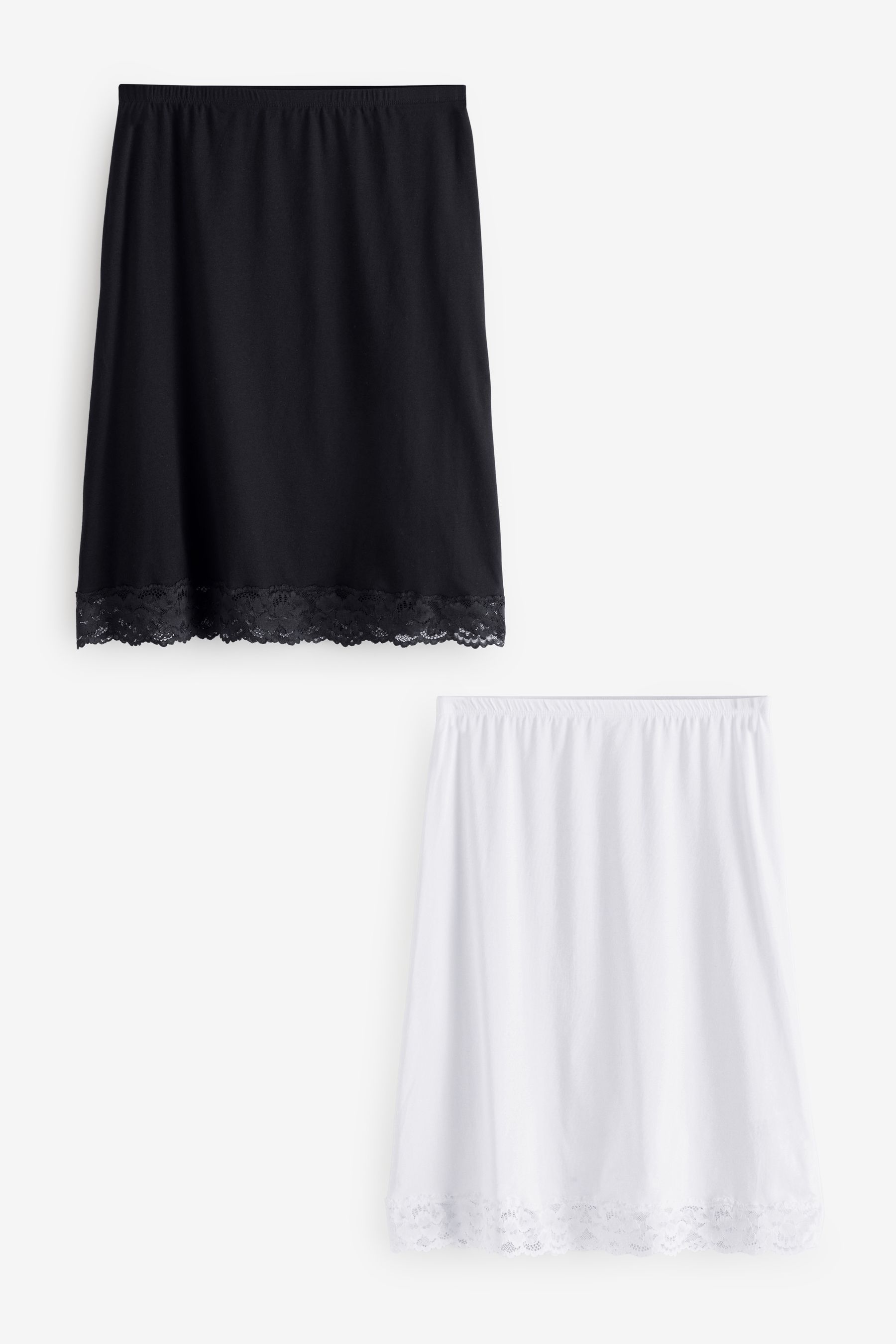 Buy Black/White Cotton Long Half Slips 2 Pack from the Next UK online shop