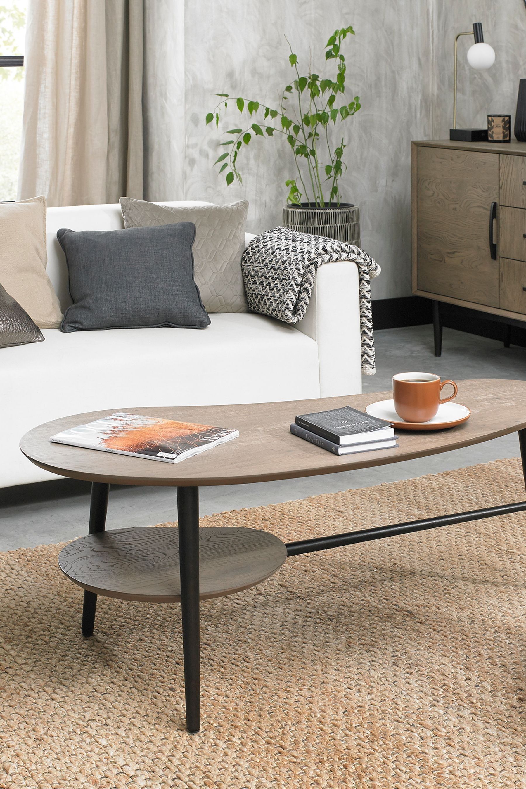 Buy Bentley Designs Natural Vintage Weathered Oak Shaped Coffee Table