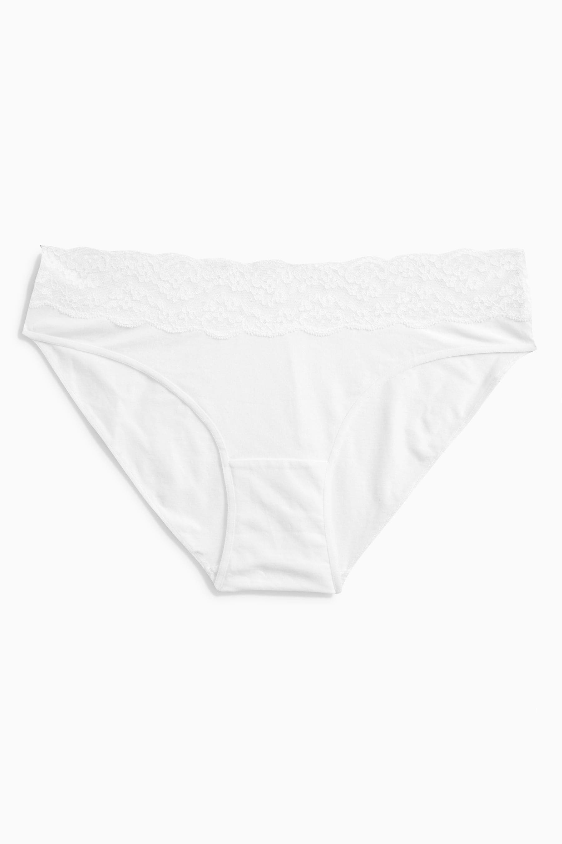 Buy Monochrome High Leg Lace Trim Cotton Blend Knickers 4 Pack from the ...