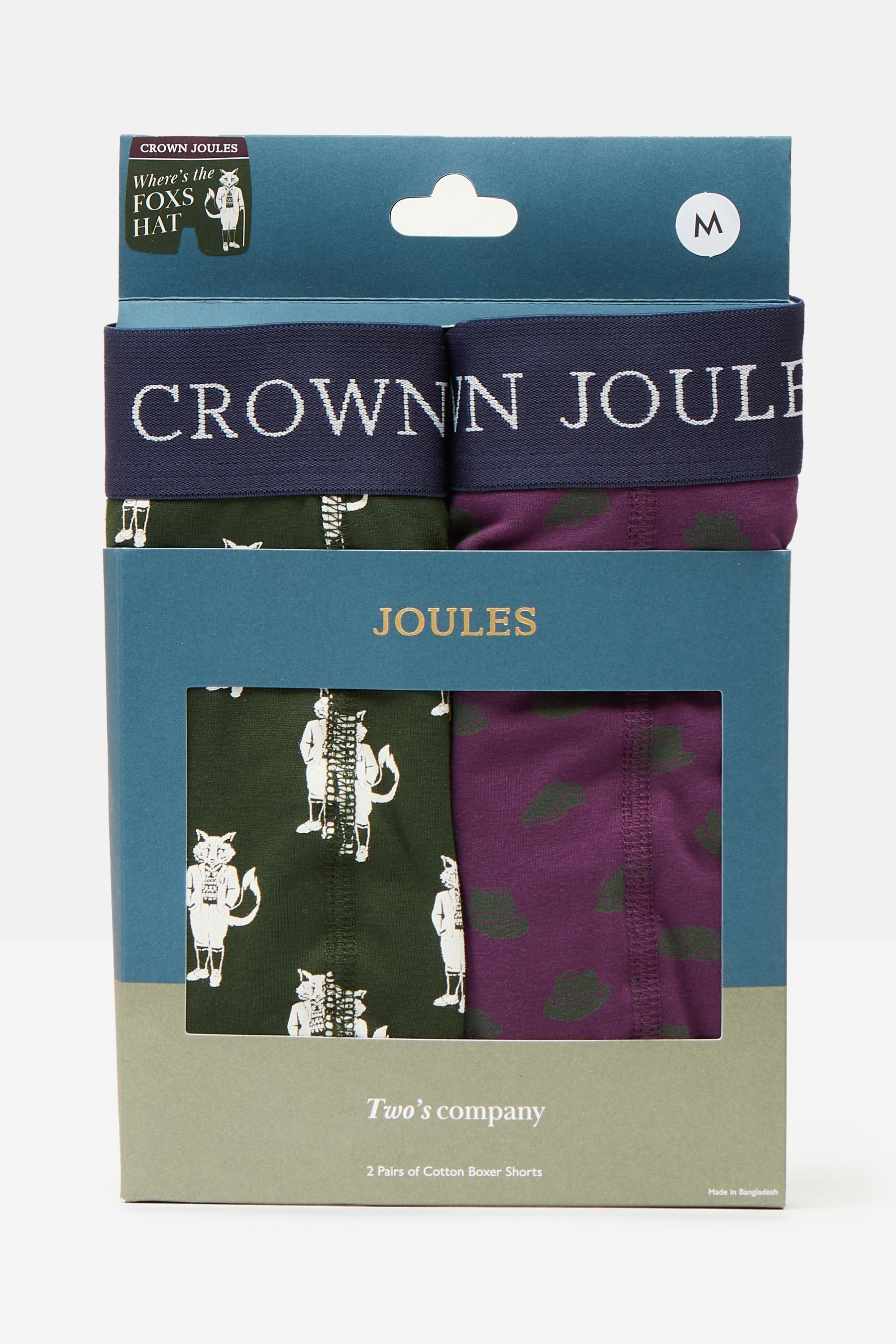 Buy Joules Crown Joules Purple Green Pack of Two Cotton Boxers from Next Luxembourg