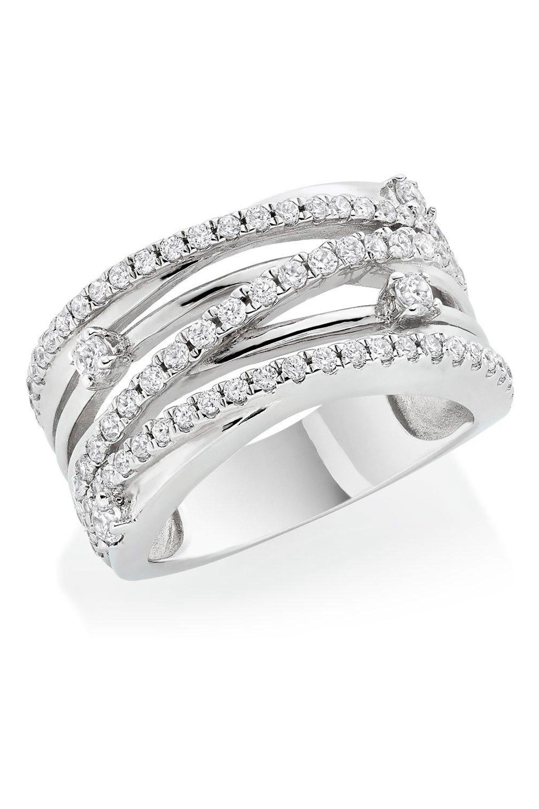 Buy Beaverbrooks Silver Cubic Zirconia Crossover Ring from the Next UK online shop