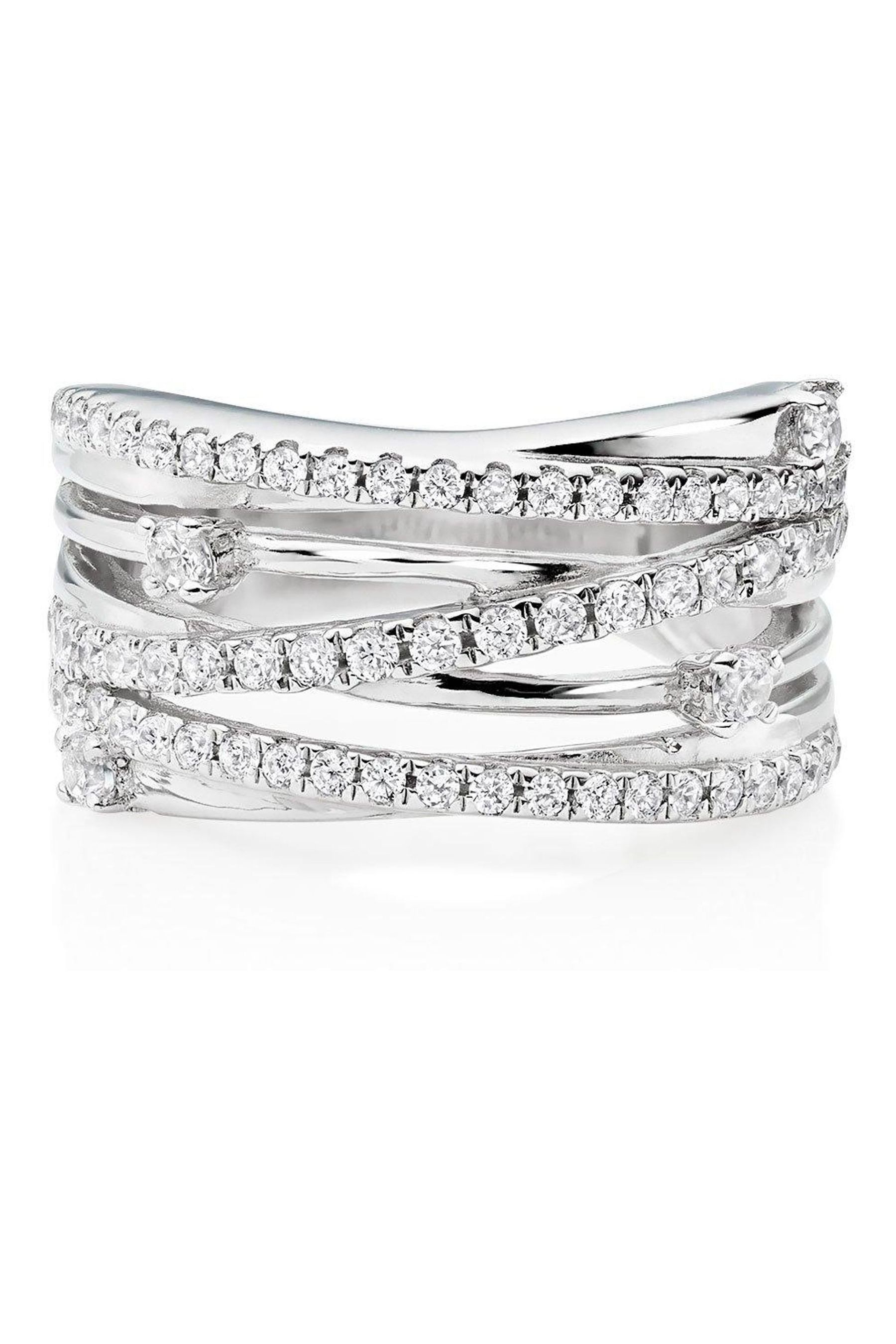 Buy Beaverbrooks Silver Cubic Zirconia Crossover Ring from the Next UK online shop