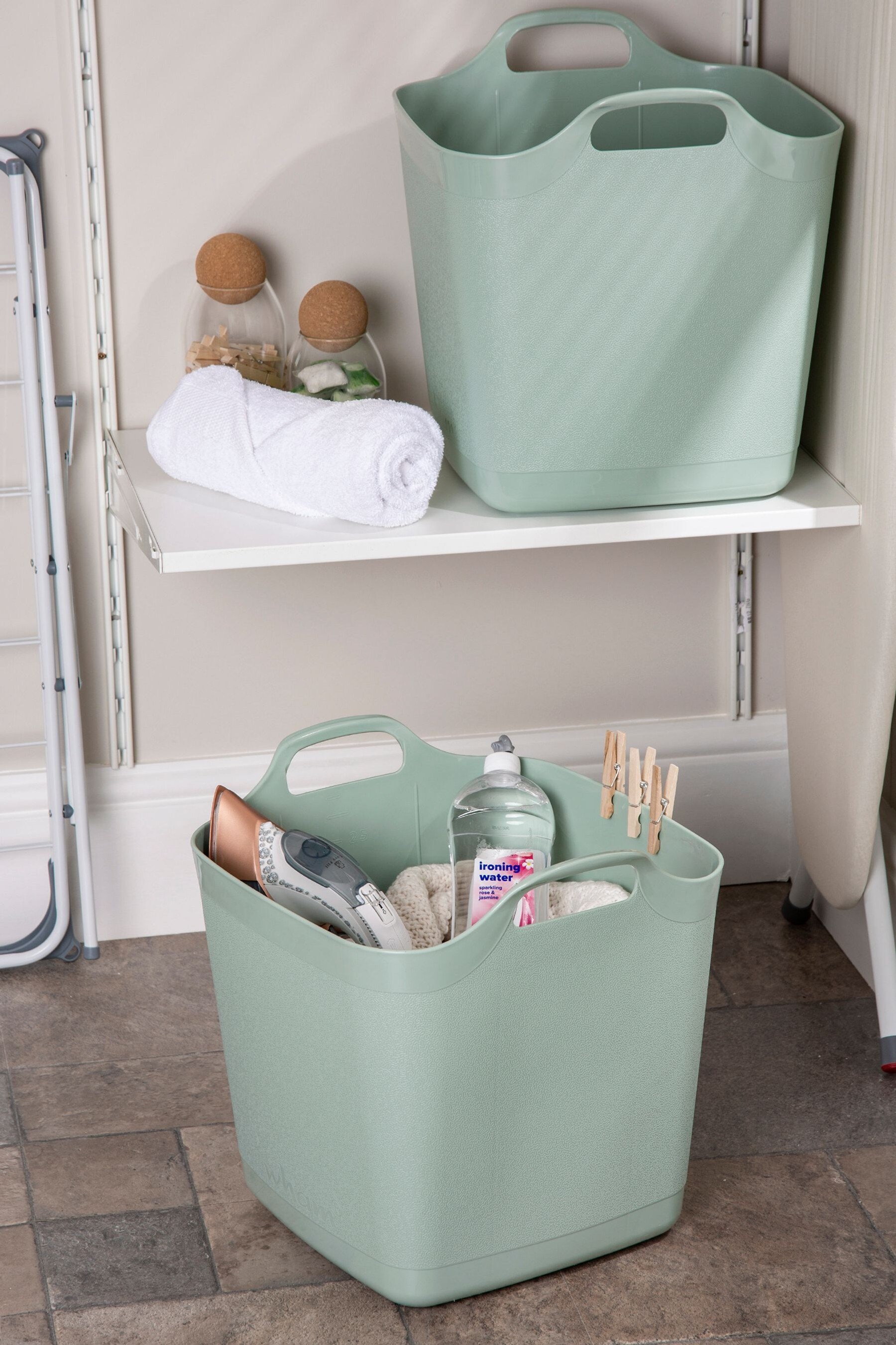 Buy Wham Set of 2 Green 25Ltr FlexiStore Graduated Square Plastic