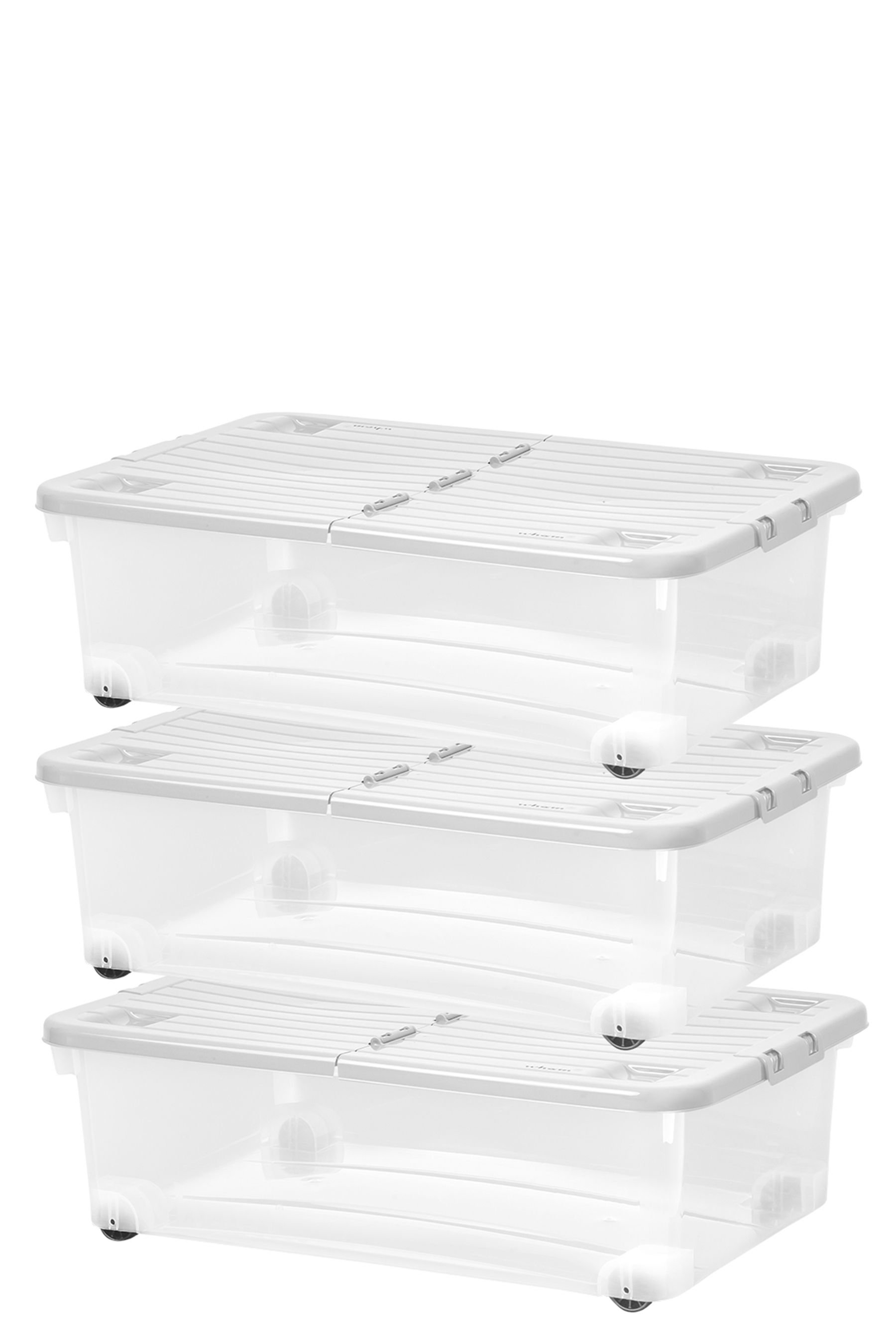 Buy Wham Set of 3 Clear 32Ltr Plastic Storage Boxes With Wheels