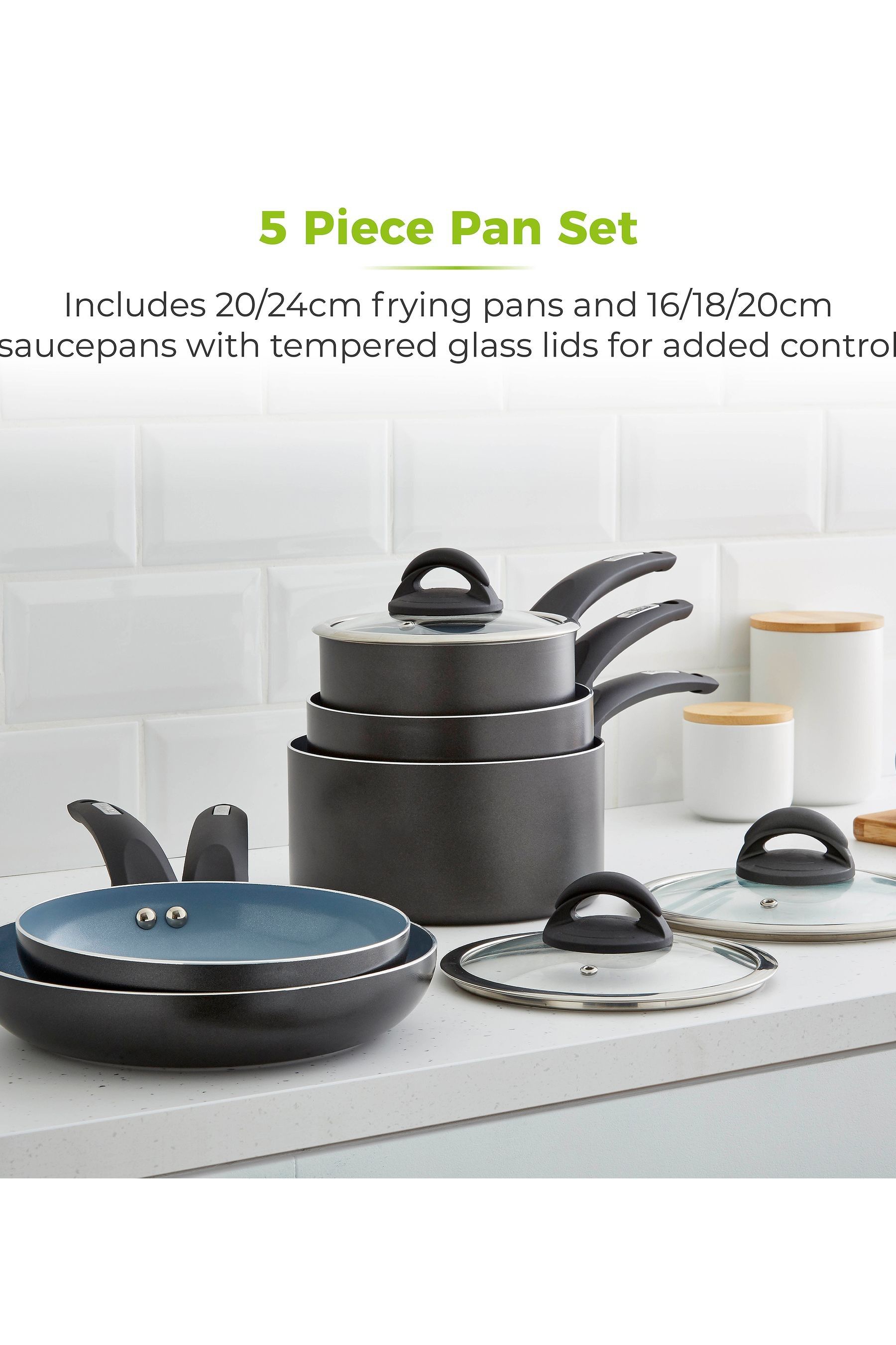 Buy Tower 5 Piece Clear Stainless Steel Pan Set from the Next UK online