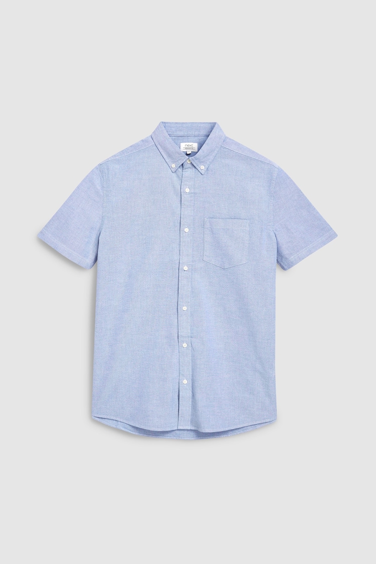 Light Blue Regular Fit Short Sleeve Oxford Shirt - Image 1 of 1
