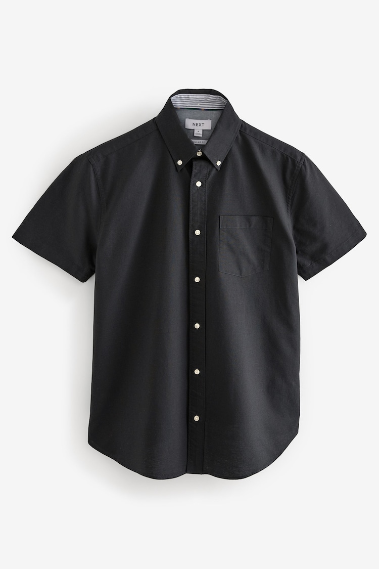 Black Regular Fit Short Sleeve Oxford Shirt - Image 1 of 1