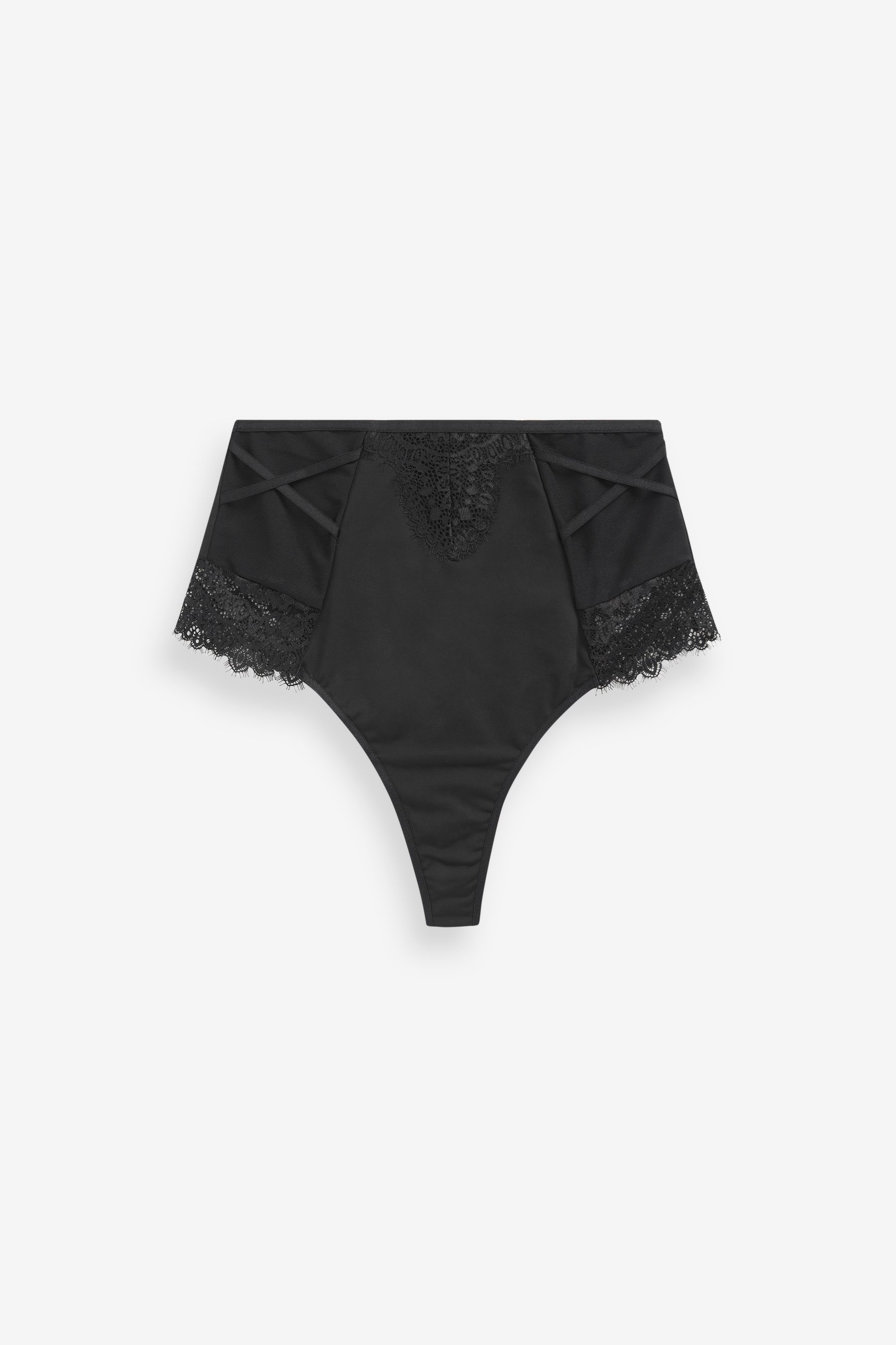 Buy Black/Nude Thong Tummy Control Lace Knickers 2 Pack from the Next