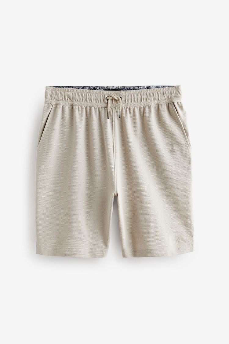 Bone Cream Textured 100% Cotton Lightweight Shorts - Image 1 of 1