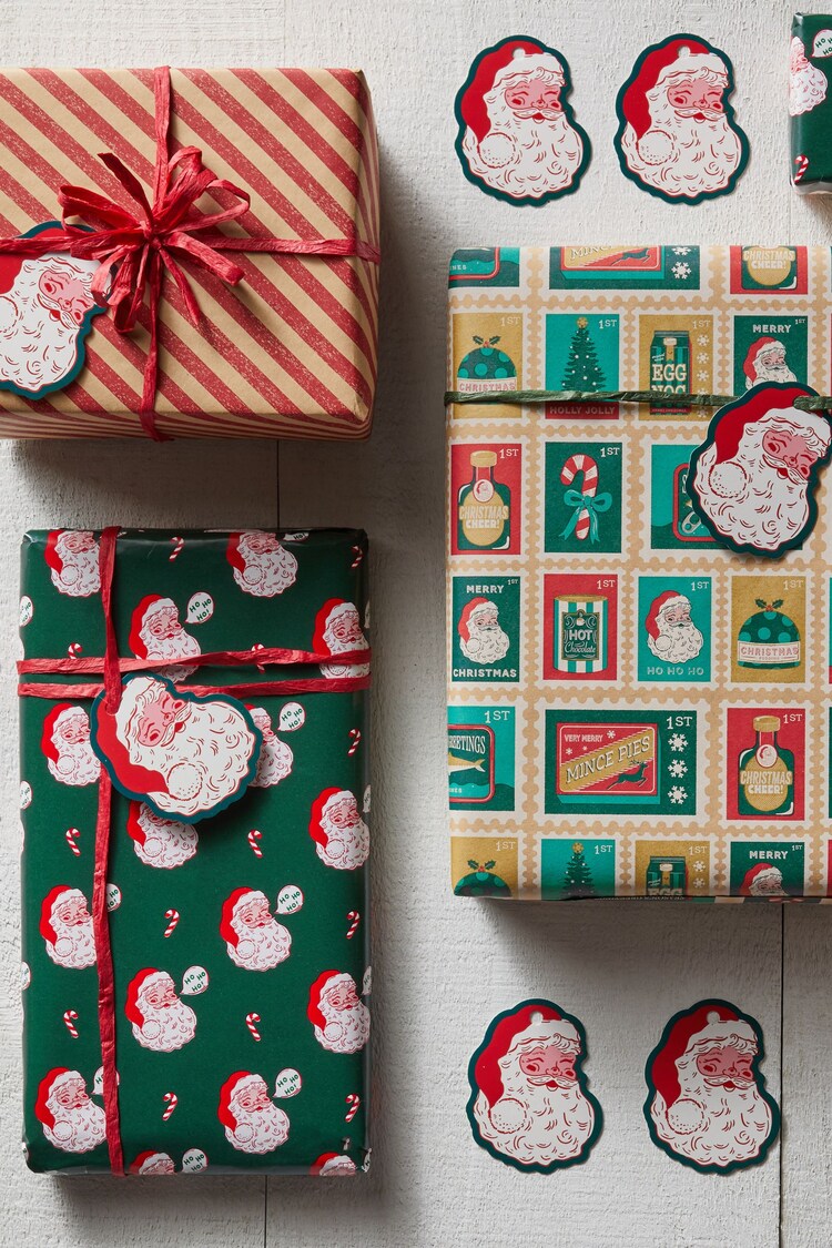 Retro Santa Set of 3, 3m Christmas Wrapping Paper - Image 1 of 1