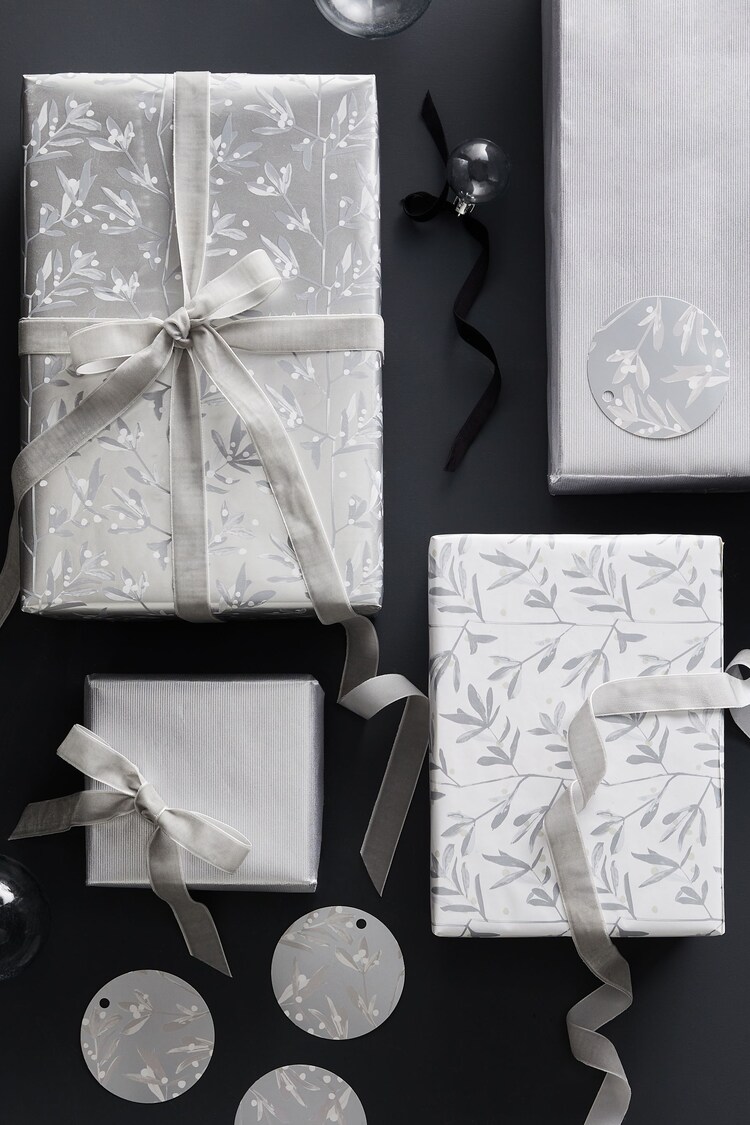 Silver Berries Luxury Set of 3, 3m Christmas Wrapping Paper - Image 1 of 1
