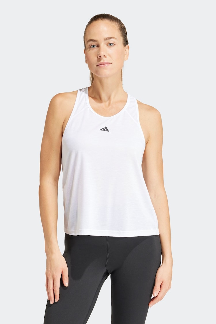 Blanco - Top básico sin mangas para entrenar con espalda de nadador y detalle minimalista de la marca de adidas - Imagen 1 de 1