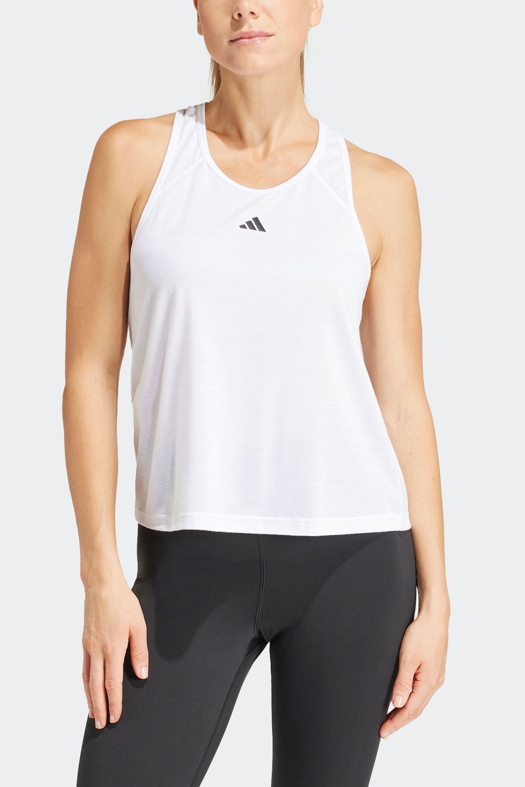 White Racerback Buy adidas White Train Essentials Minimal Branding Racerback Tank Top ...