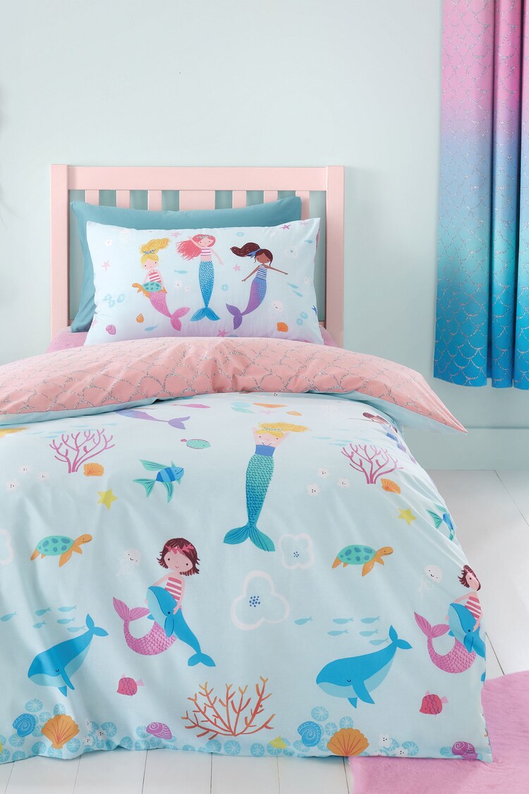 Catherine Lansfield Blue Mermaid Reversible Duvet Cover Set - Image 1 of 1