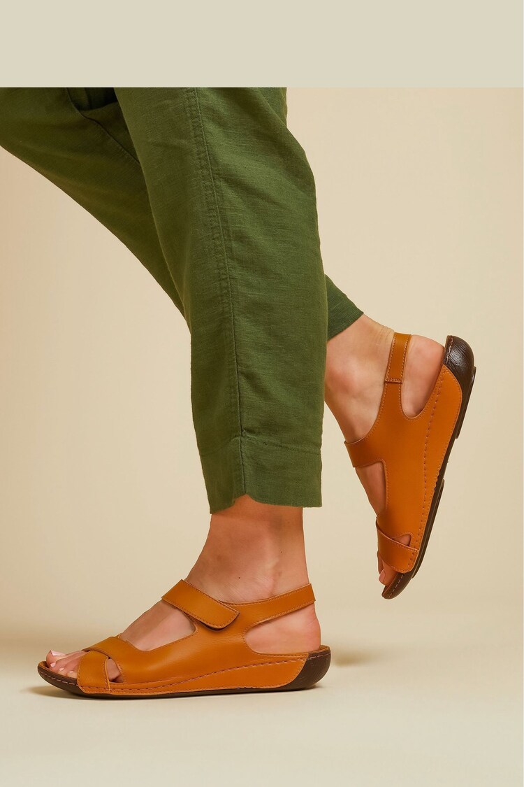 Pavers Tan Ladies Touch Fasten Sandals - Image 1 of 1